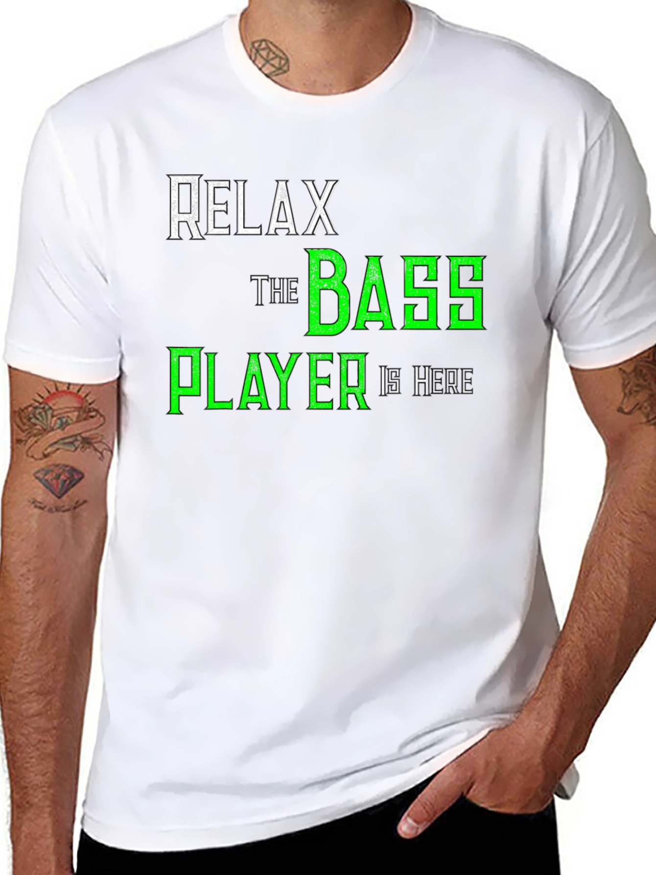 Black Relax The Bass Player Is Here T-Shirt - Music Lover Tee view 8