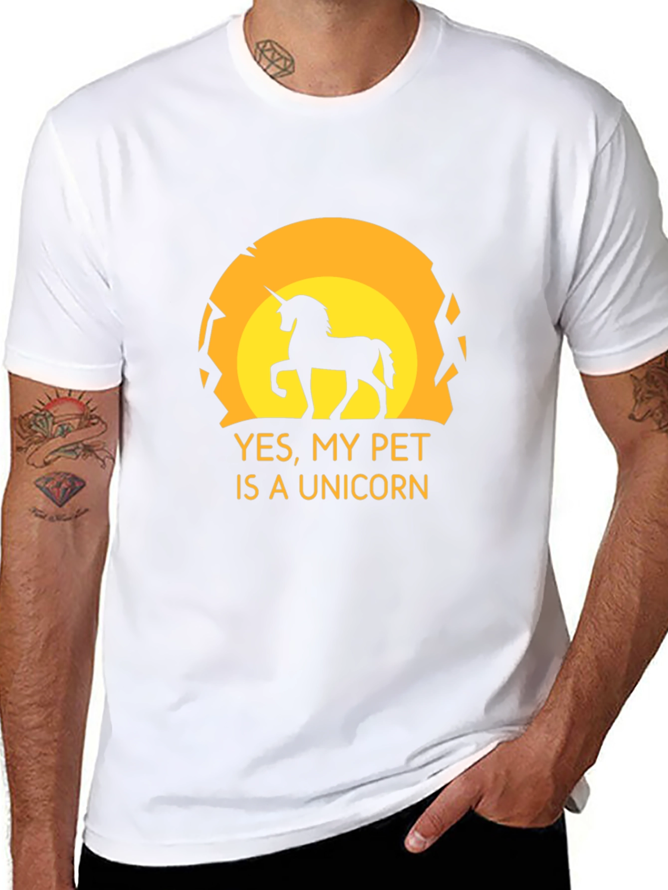 Black Unicorn Pet Graphic Tee - Black Novelty T-Shirt view 8