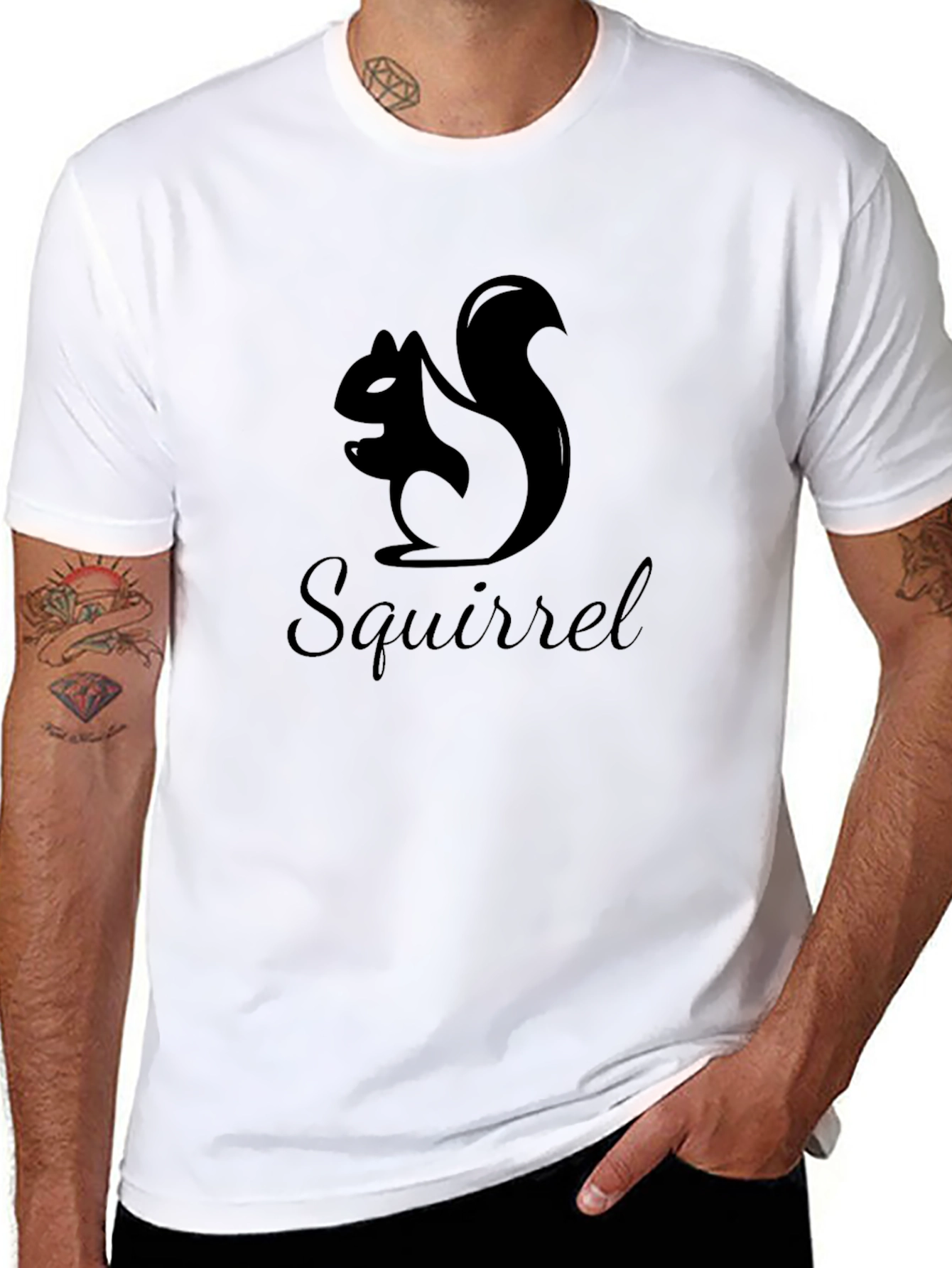 Black Squirrel Graphic Black T-Shirt view 8