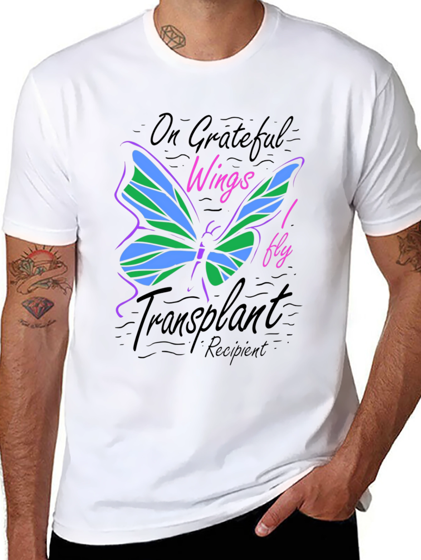 On Grateful Wings Butterfly Transplant Recipient T-Shirt - 8