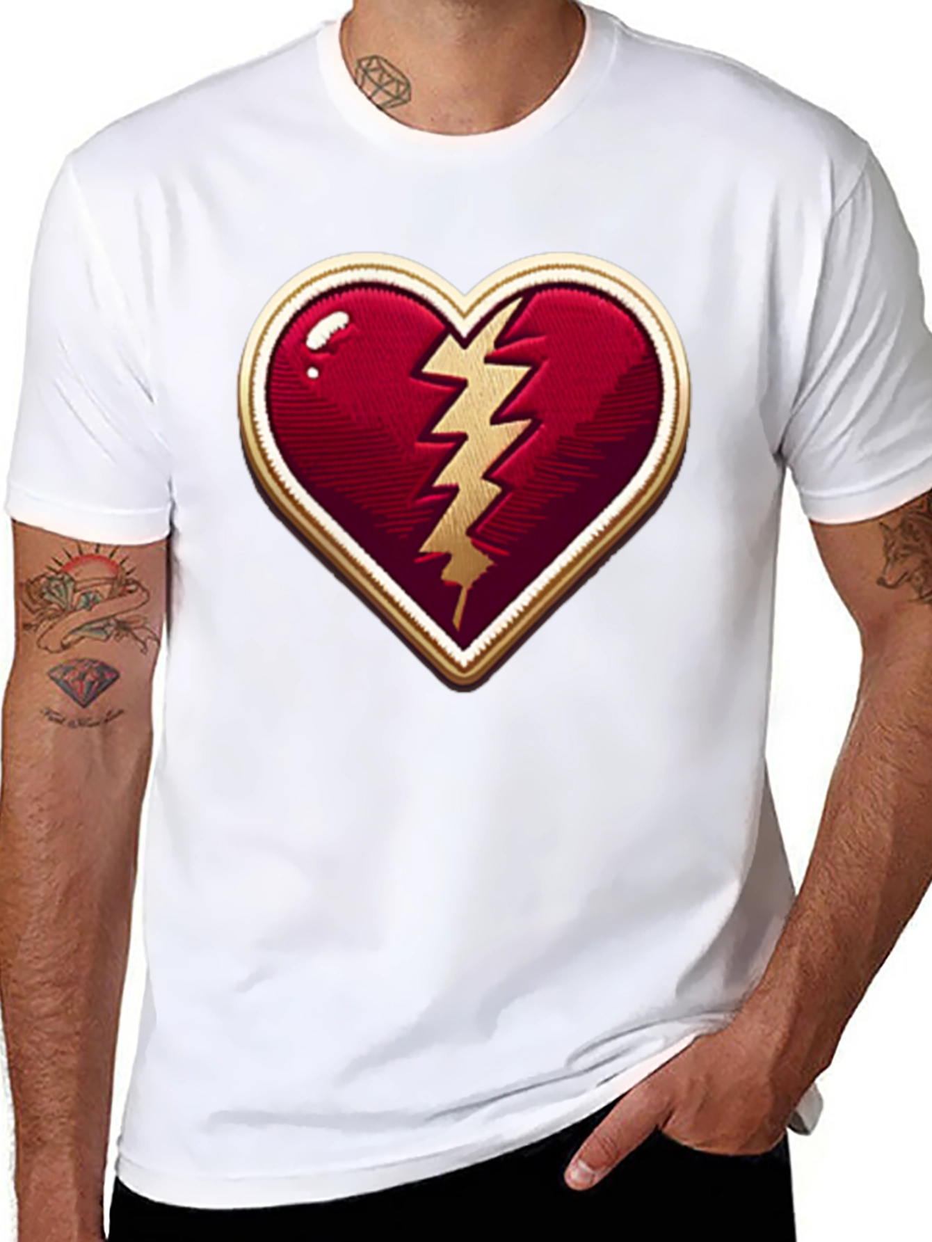 Black Broken Heart Lightning Bolt Graphic Tee - Stylish Comfort view 8