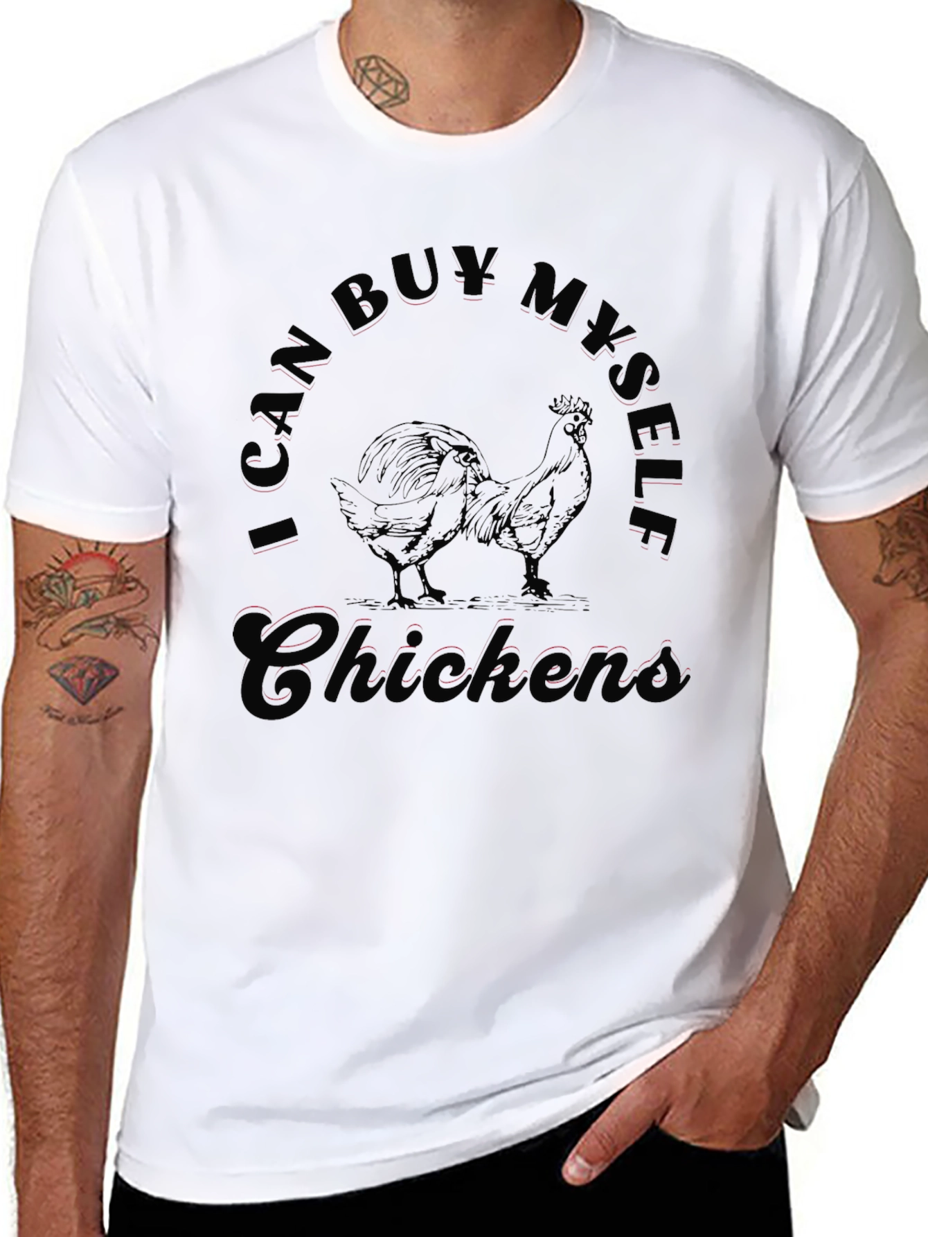 Black I Can Buy Myself Chickens Funny T-Shirt view 8
