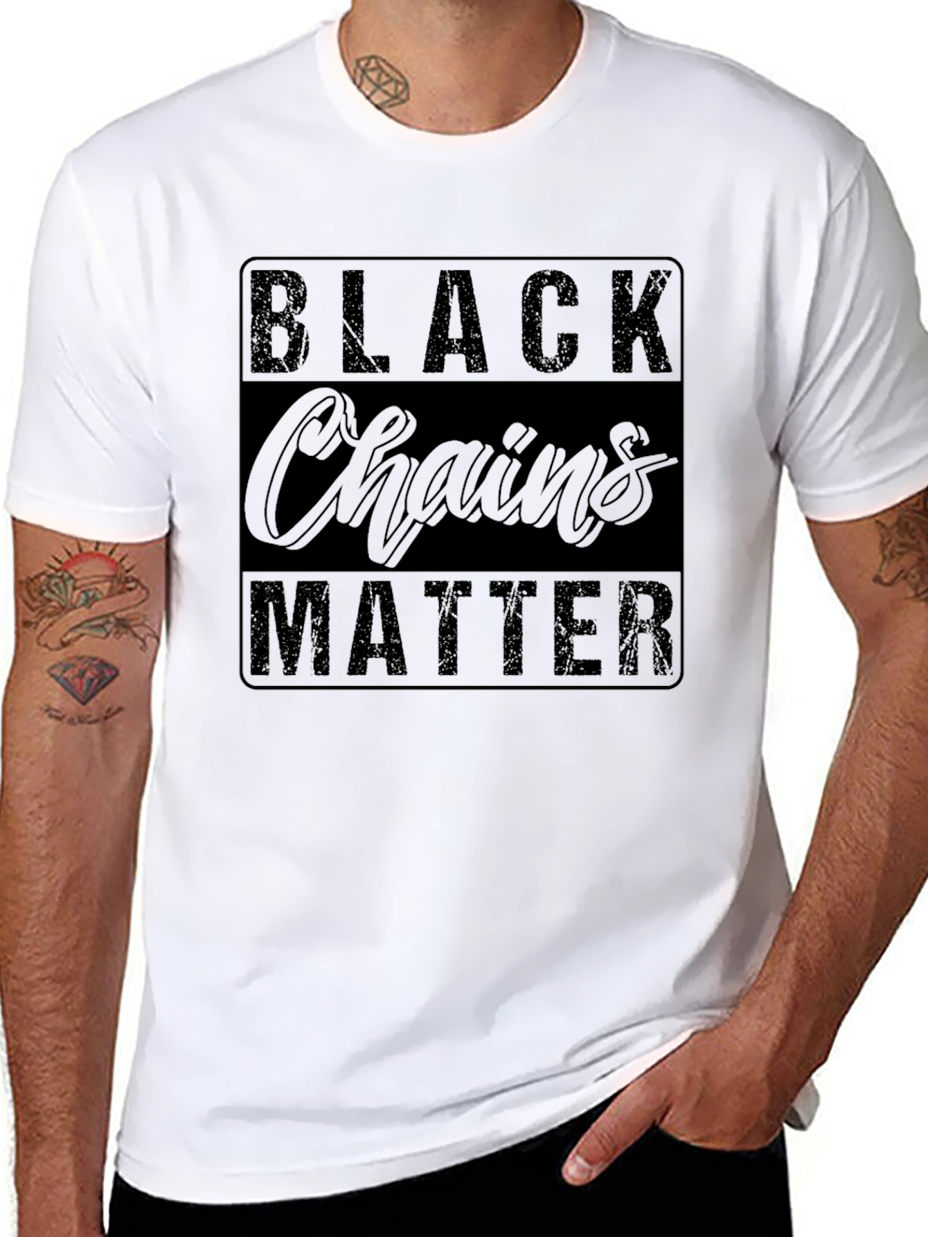 Black Black Chains Matter Graphic T-Shirt view 8