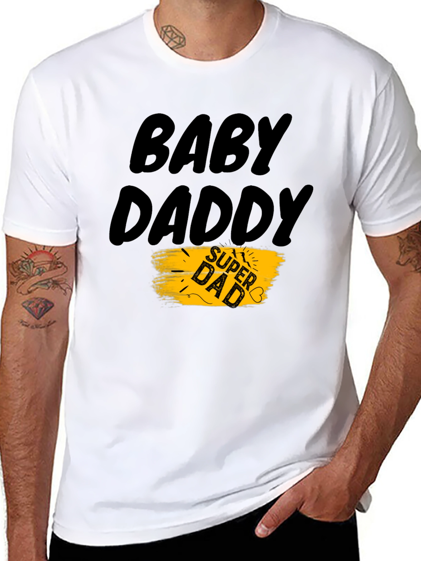 Black Baby Daddy Super Dad T-Shirt view 8