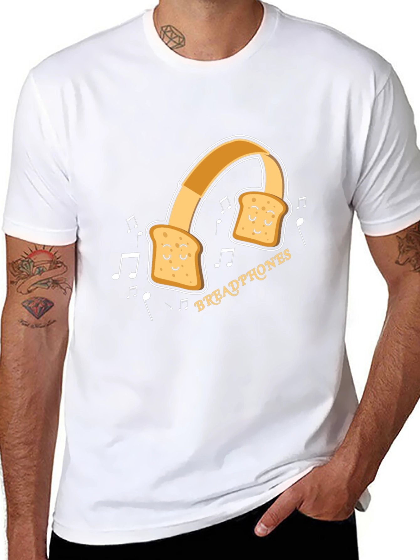 Black Breadphones Graphic T-Shirt: Music & Humor in Style view 8