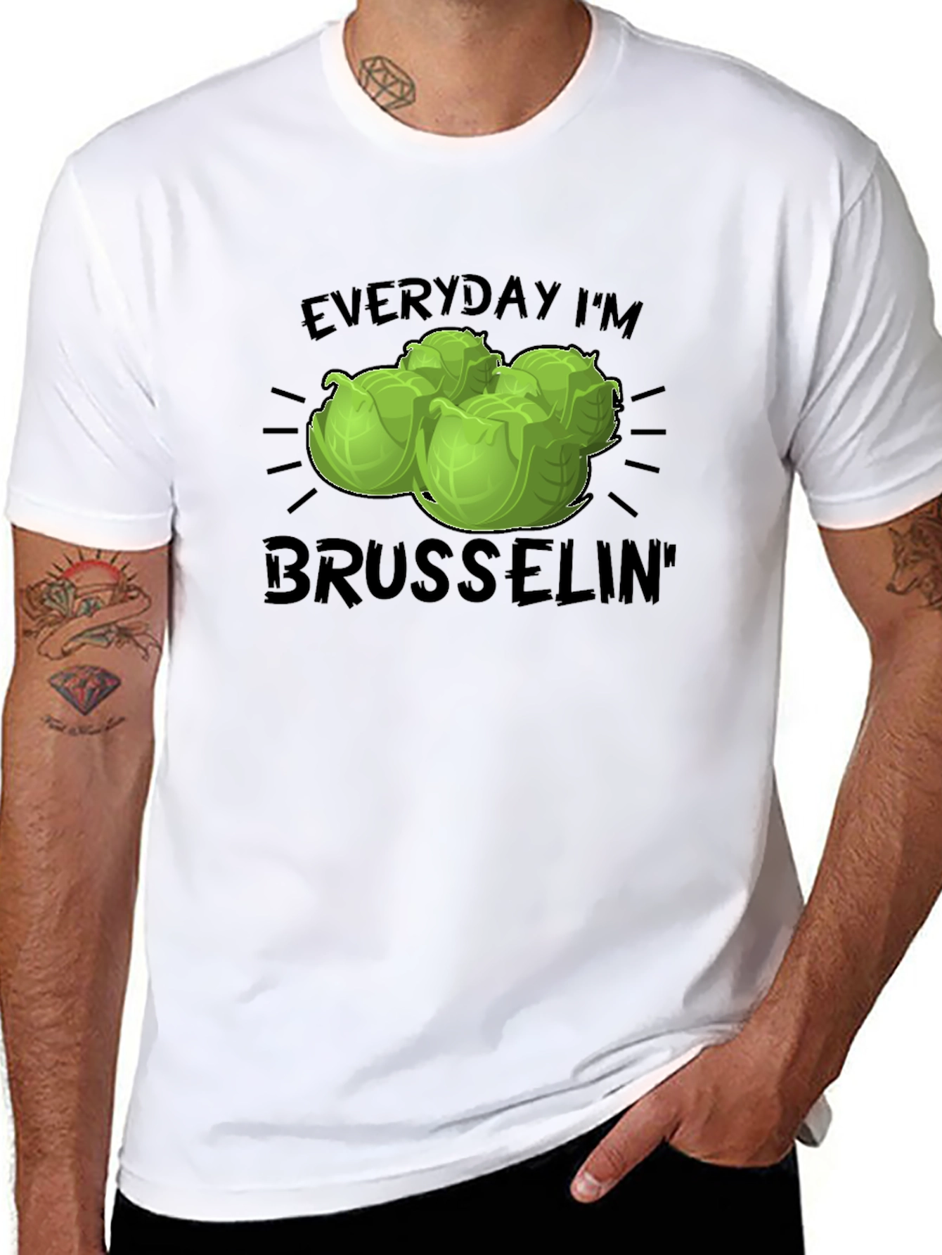 Black Everyday I'm Brussels Sprouts T-Shirt view 8