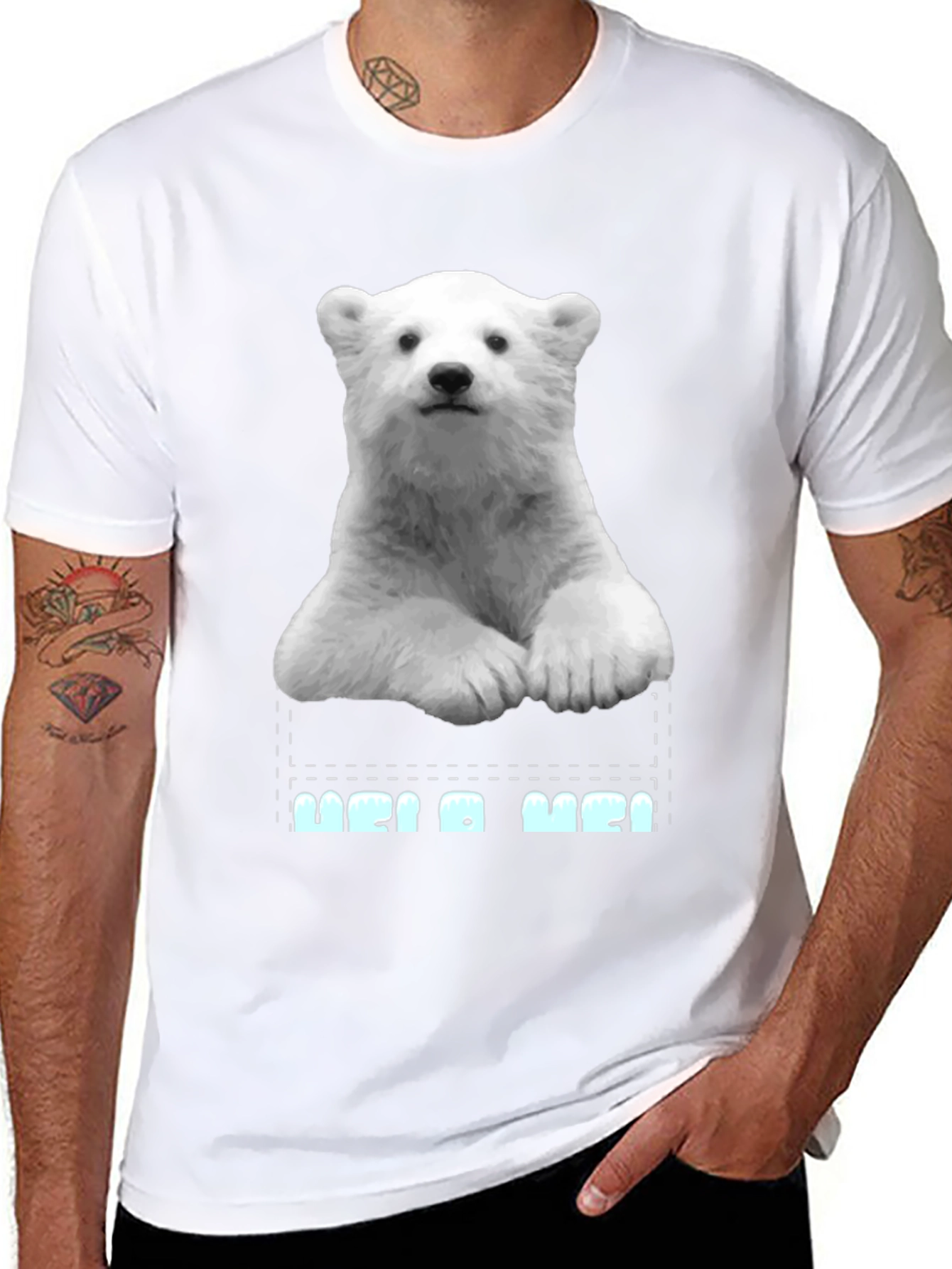 Black Polar Bear Pocket Graphic T-Shirt view 8