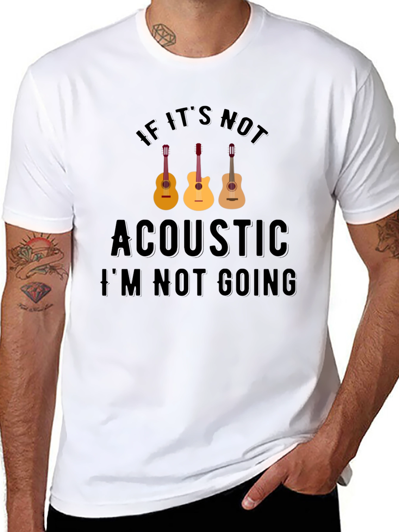 Black Acoustic Music T-Shirt view 8