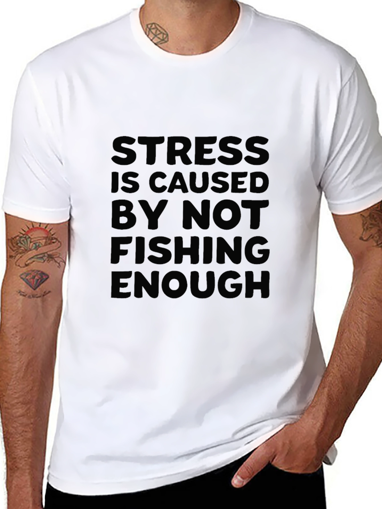 Black Stress Fishing T-Shirt - Fisherman's Humor Tee view 8