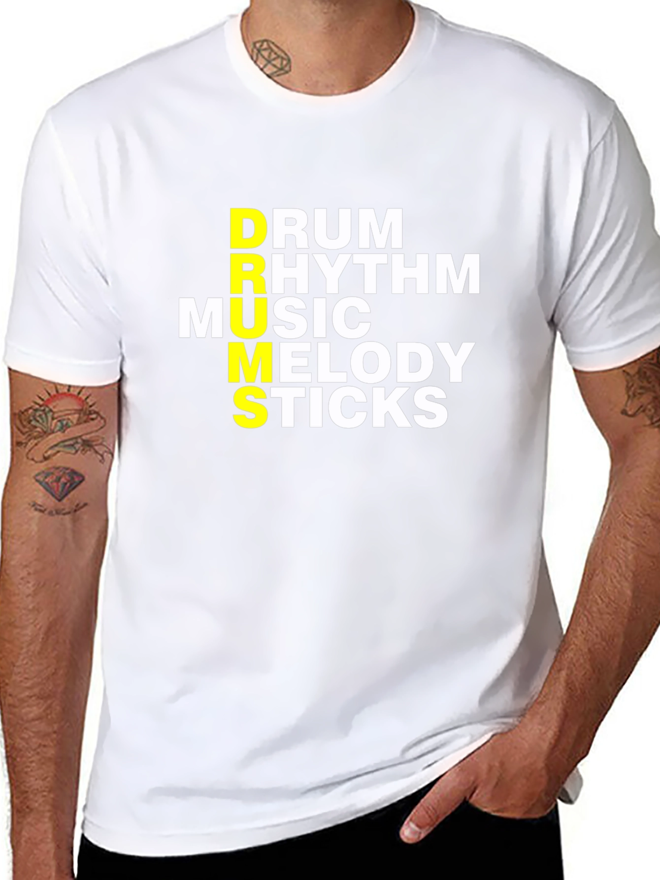 Black Drum Music Sticks T-Shirt - Musician Tee view 8
