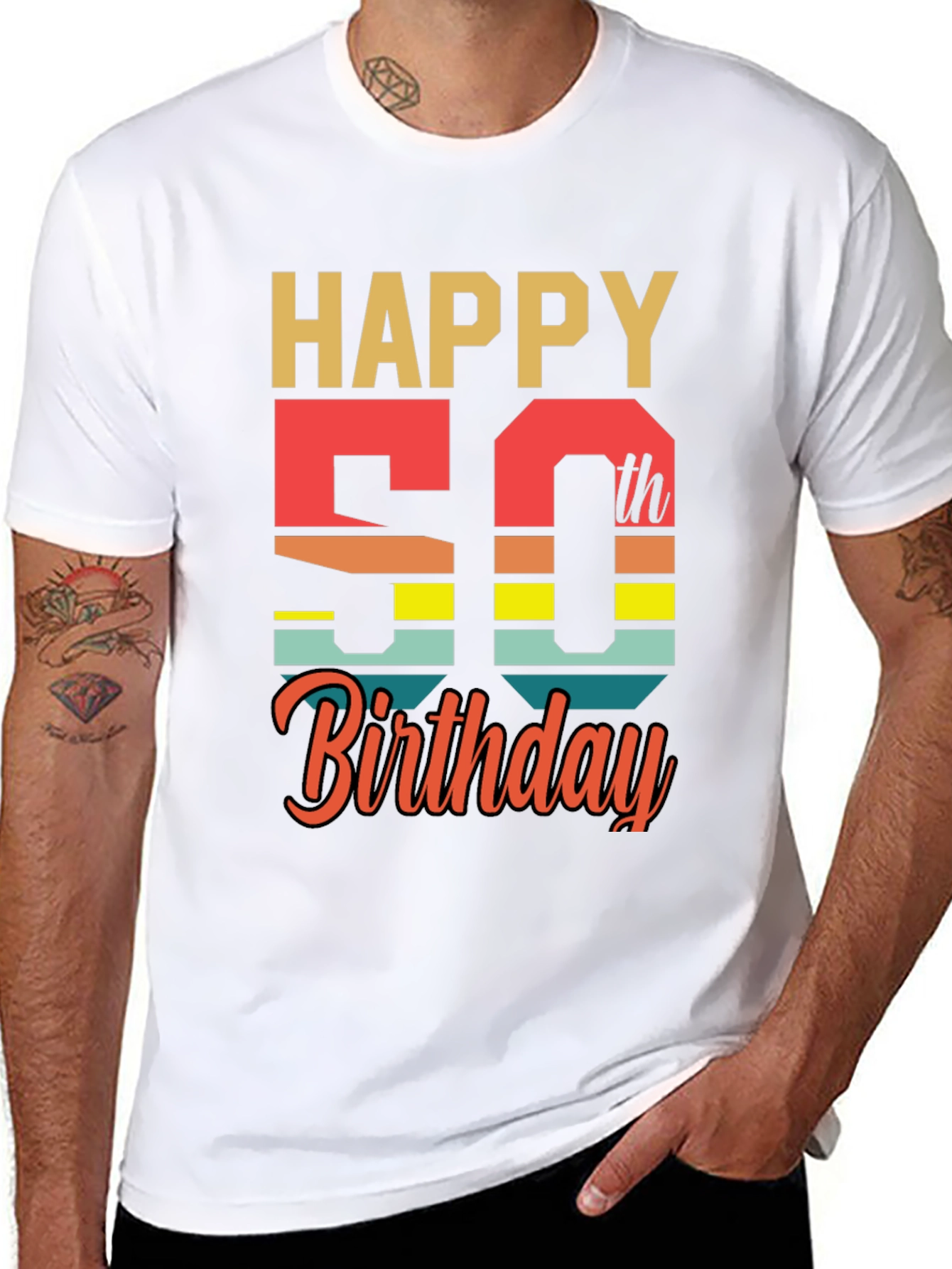 Black Happy 50th Birthday Graphic T-Shirt view 8