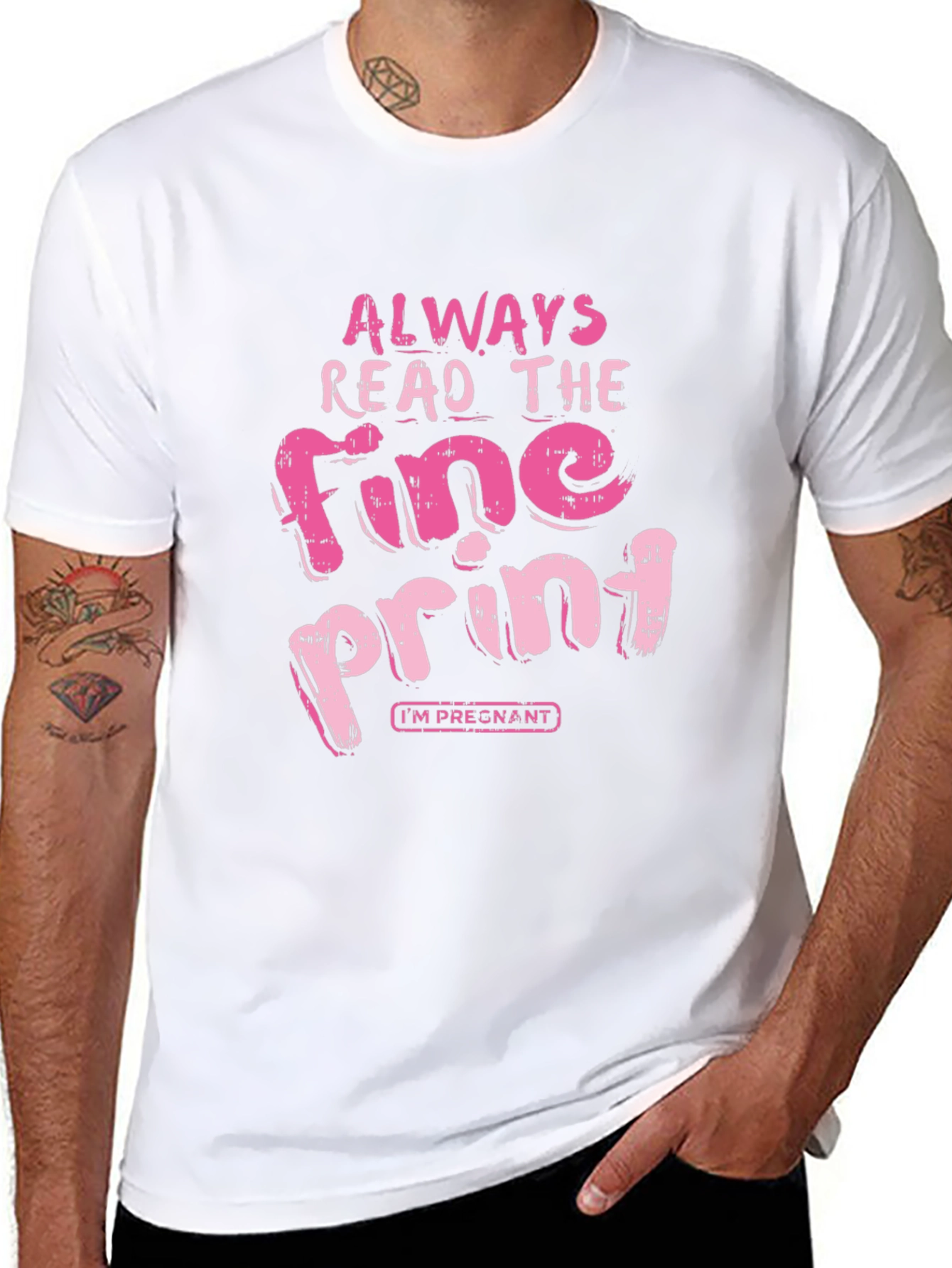Black Always Read Fine Print Pregnancy T-Shirt view 8