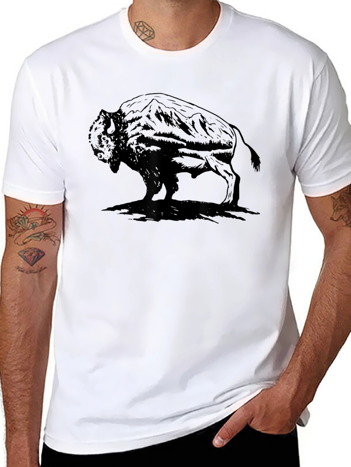Black Bison Graphic T-Shirt - Black view 8
