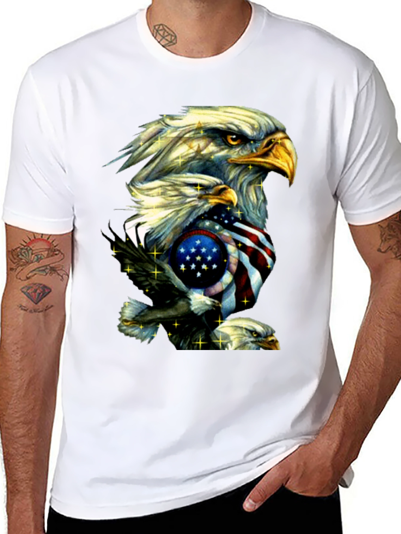 Black American Eagle Graphic Print T-Shirt view 8