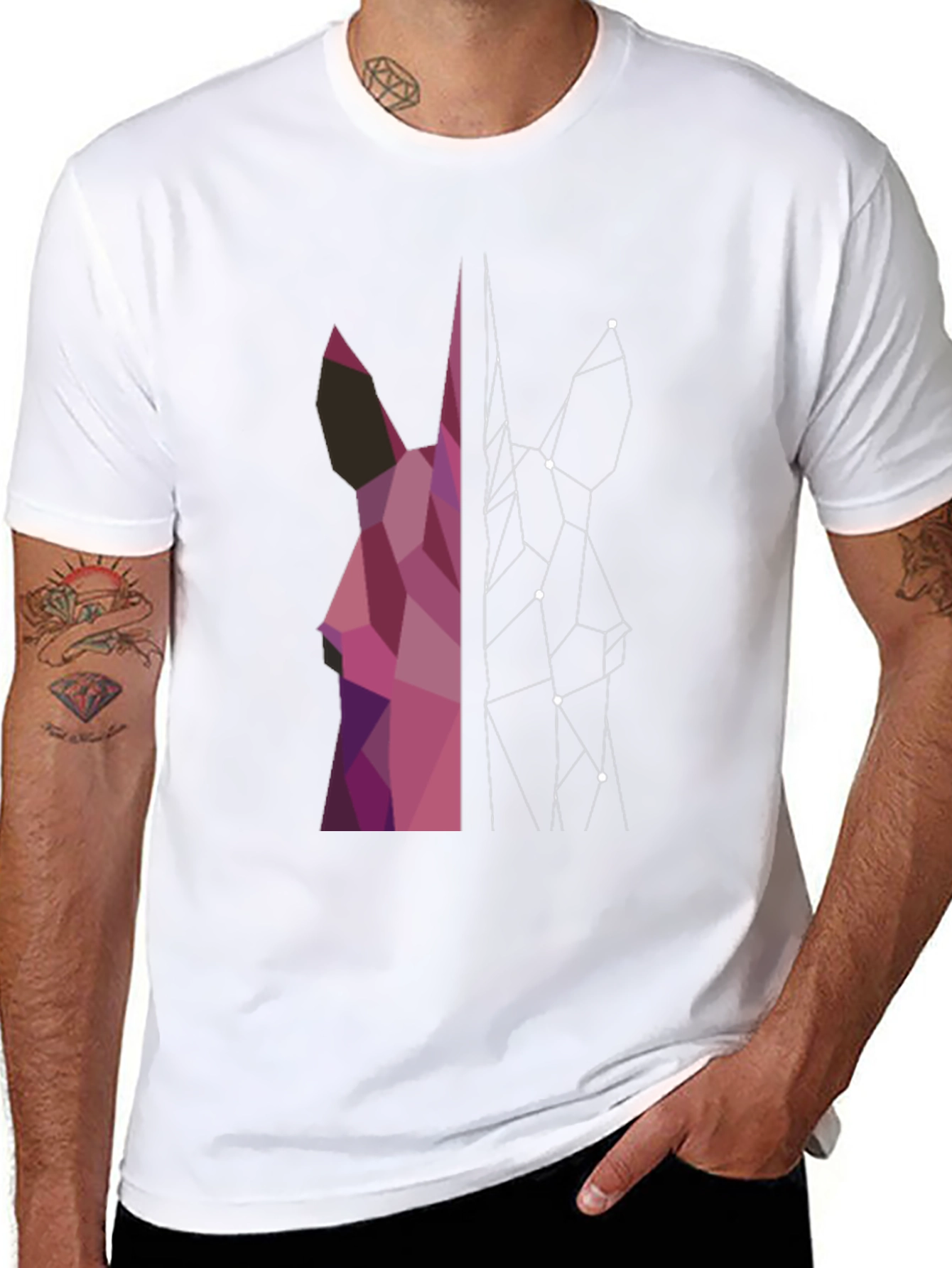 Black Geometric Unicorn T-Shirt - Modern Graphic Tee view 8