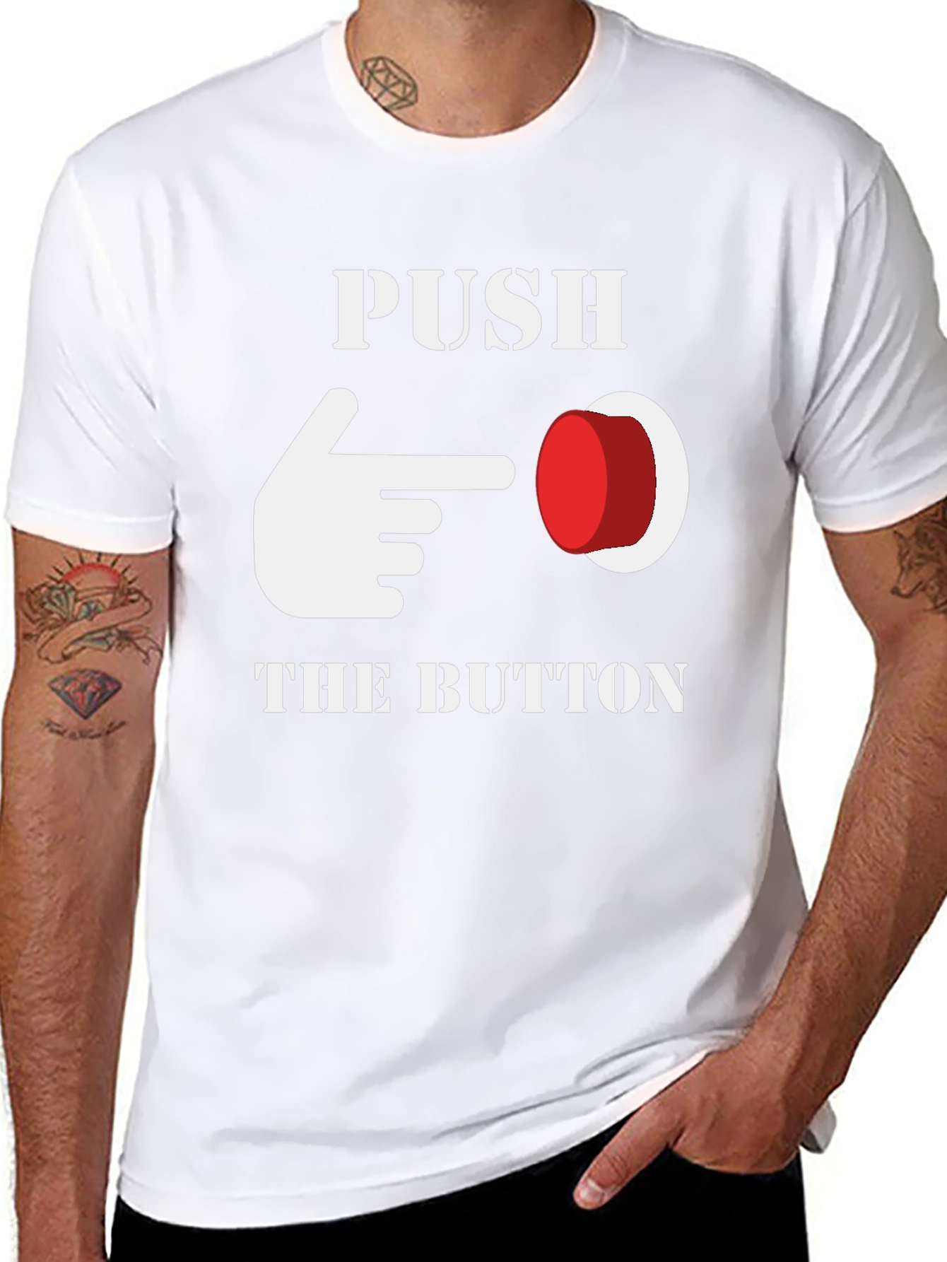 Black Push The Button Graphic Tee view 8