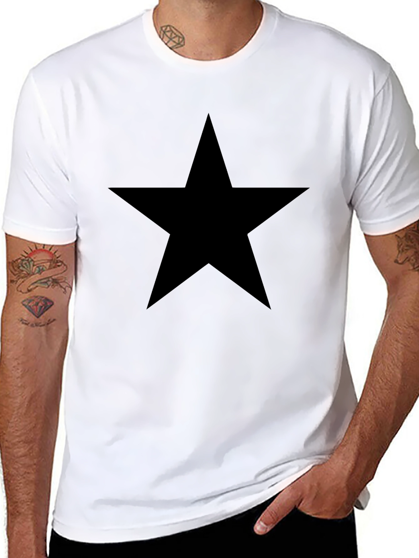 Black Bold Black Star Tee - Classic Casual Style view 8