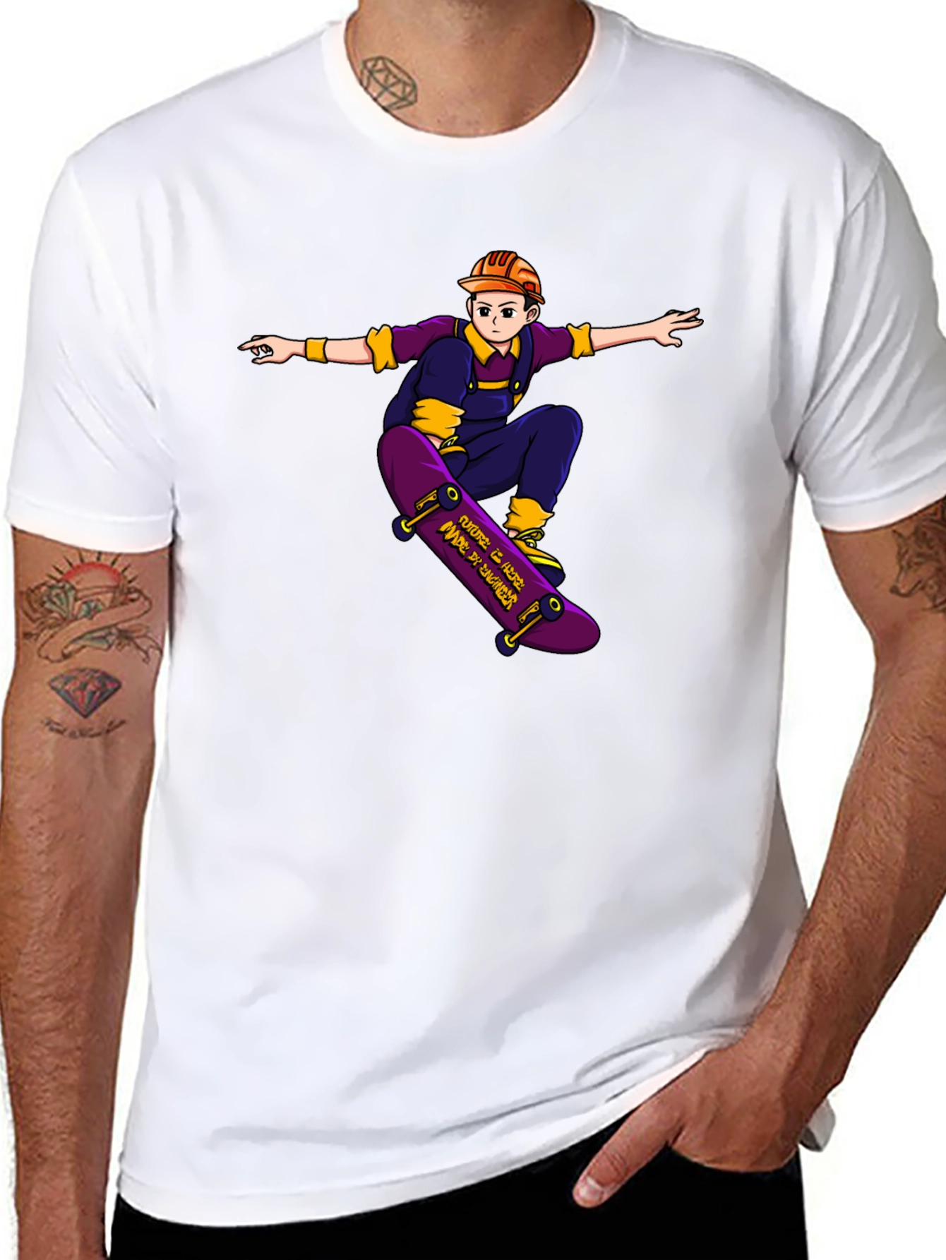 Black Skateboarding Builder Graphic Tee - Cool Casual Style view 8