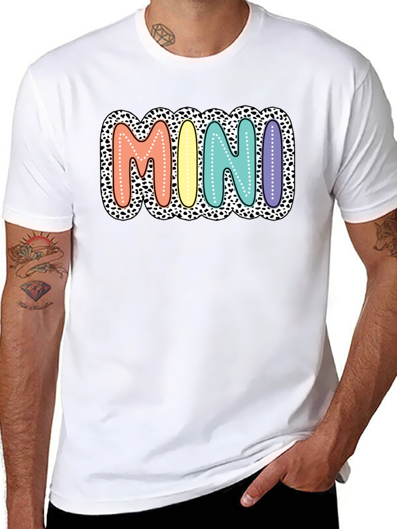 Black Mini Leopard Print Pastel Lettering Graphic Tee view 8