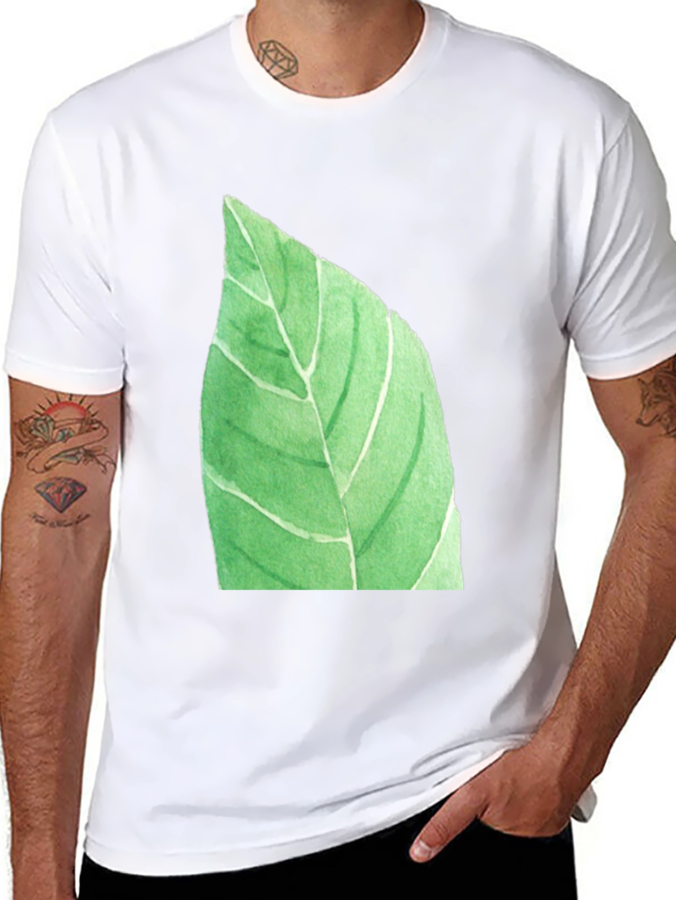 Black Leaf Graphic Black T-Shirt - Nature Inspired Casual Wear view 8