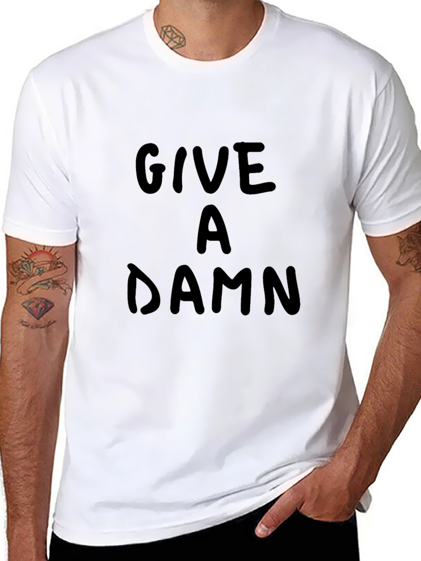 Black Give a Damn Black Graphic T-Shirt view 8
