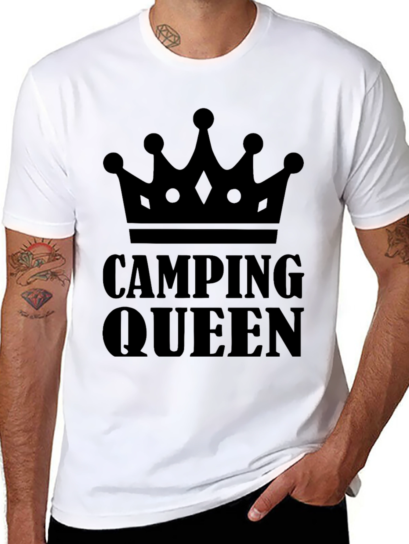Black Camping Queen Black Graphic T-Shirt view 8