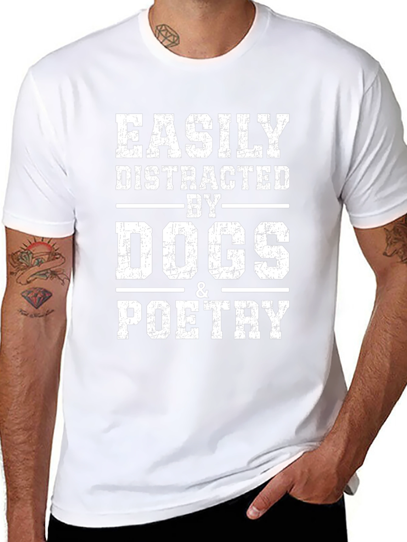 Black Easily Distracted by Dogs & Poetry Graphic Tee view 8
