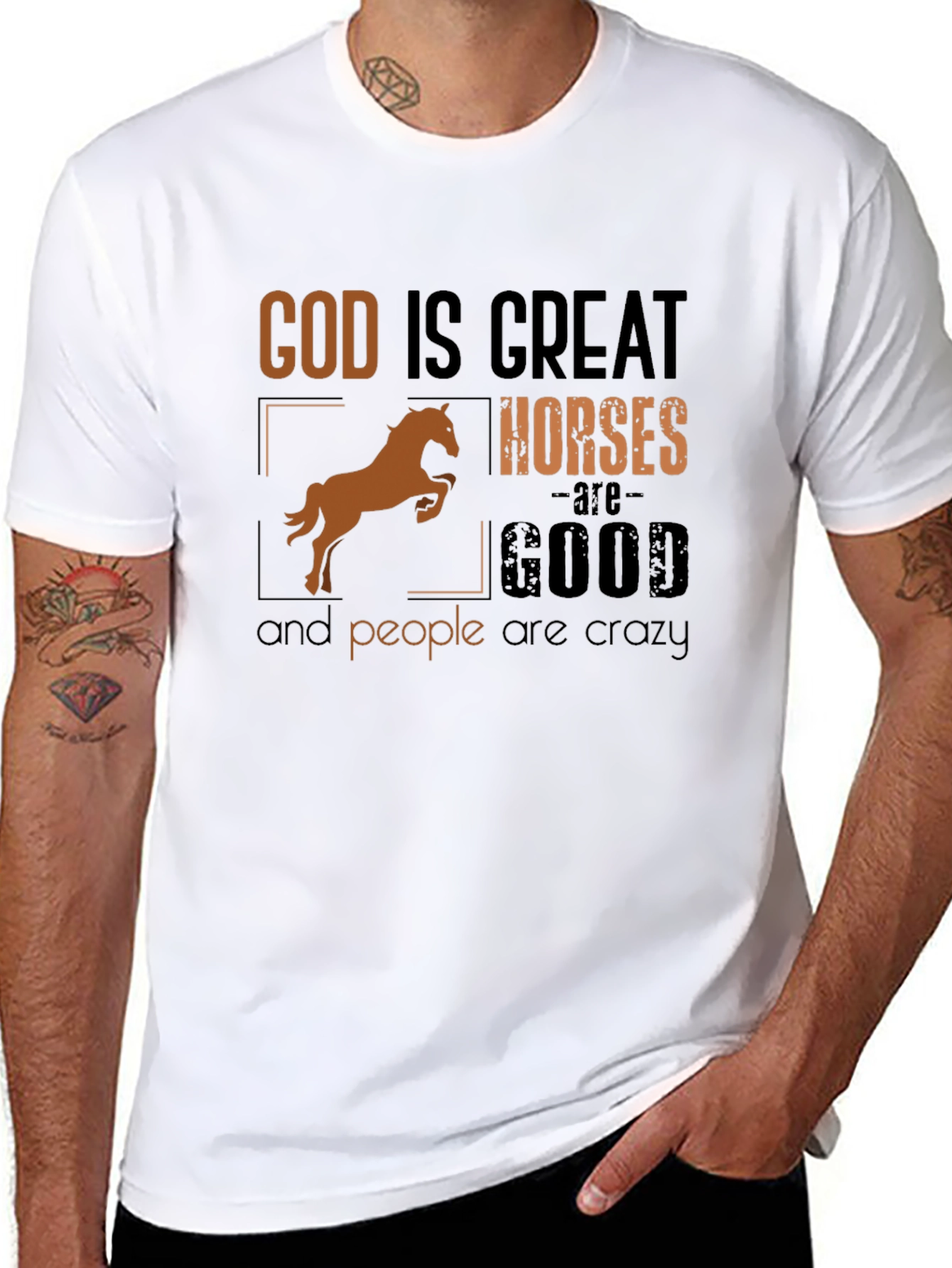 Black God Is Great Horses Are Good Funny T-Shirt view 8