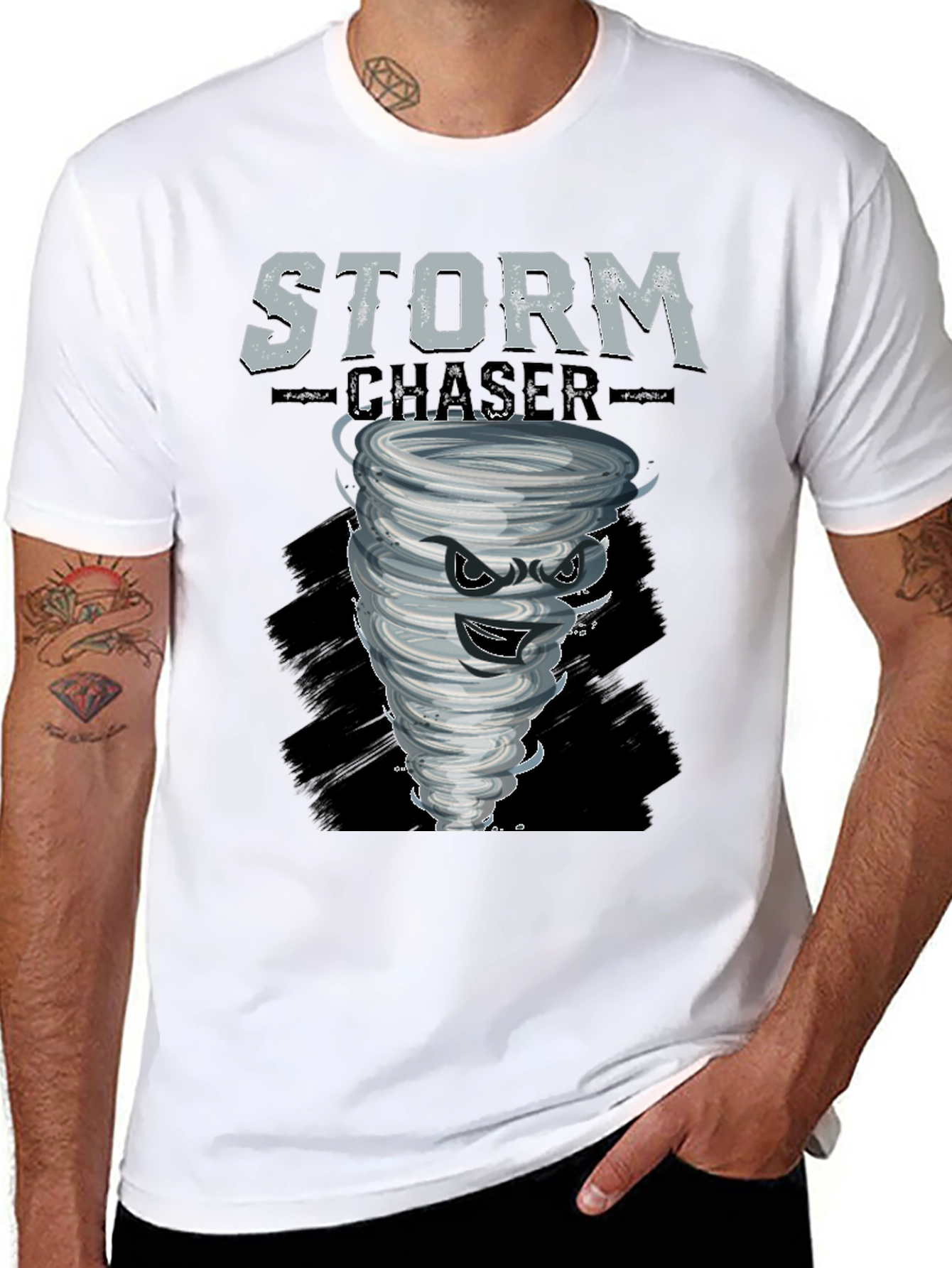 Black Storm Chaser Graphic Tee - Black Cotton T-Shirt view 8