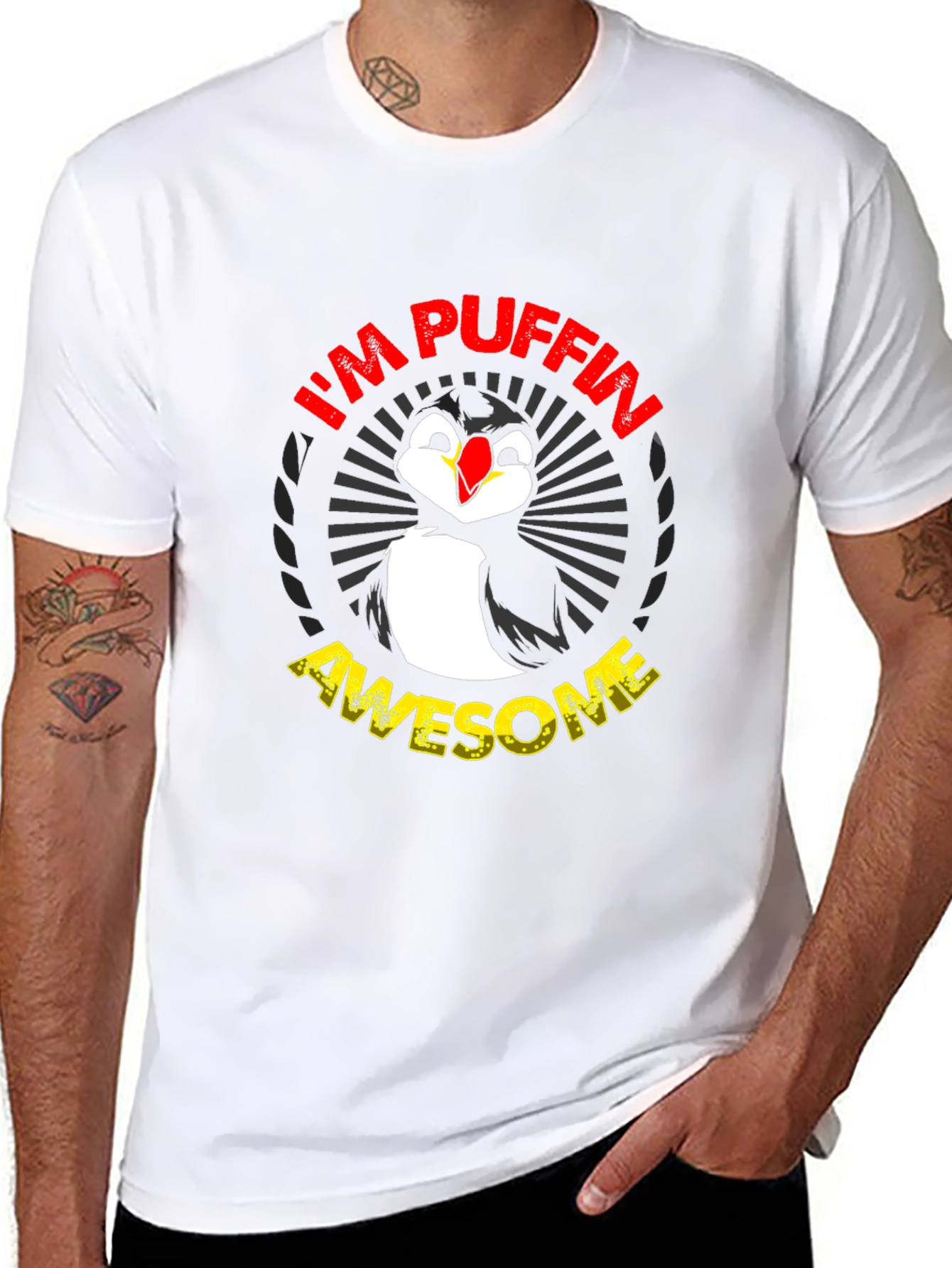 Black I'm Puffin Awesome Graphic T-Shirt view 8