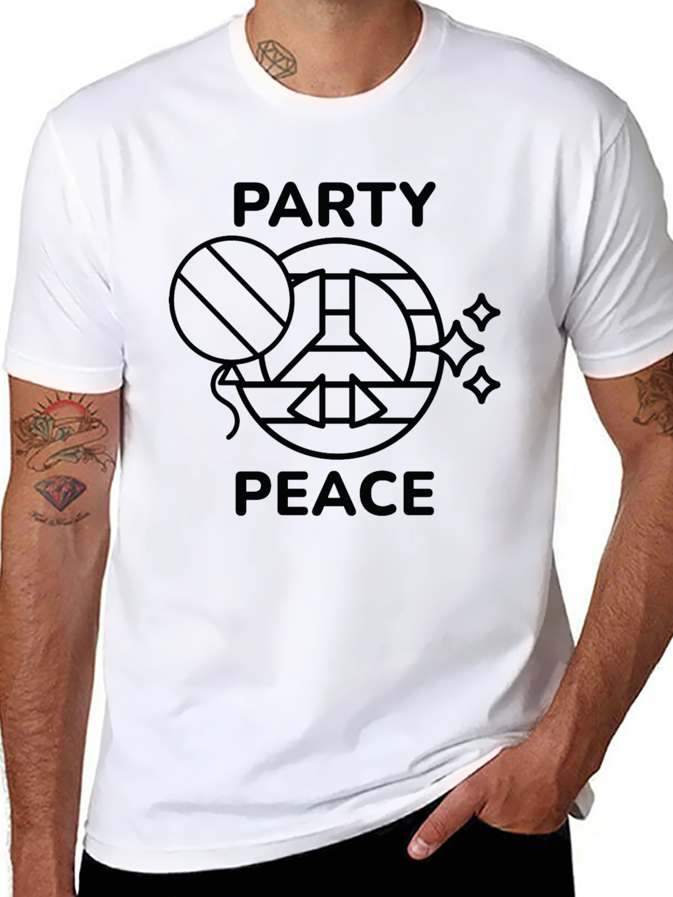 Black Party Peace T-Shirt - Black Graphic Tee view 8