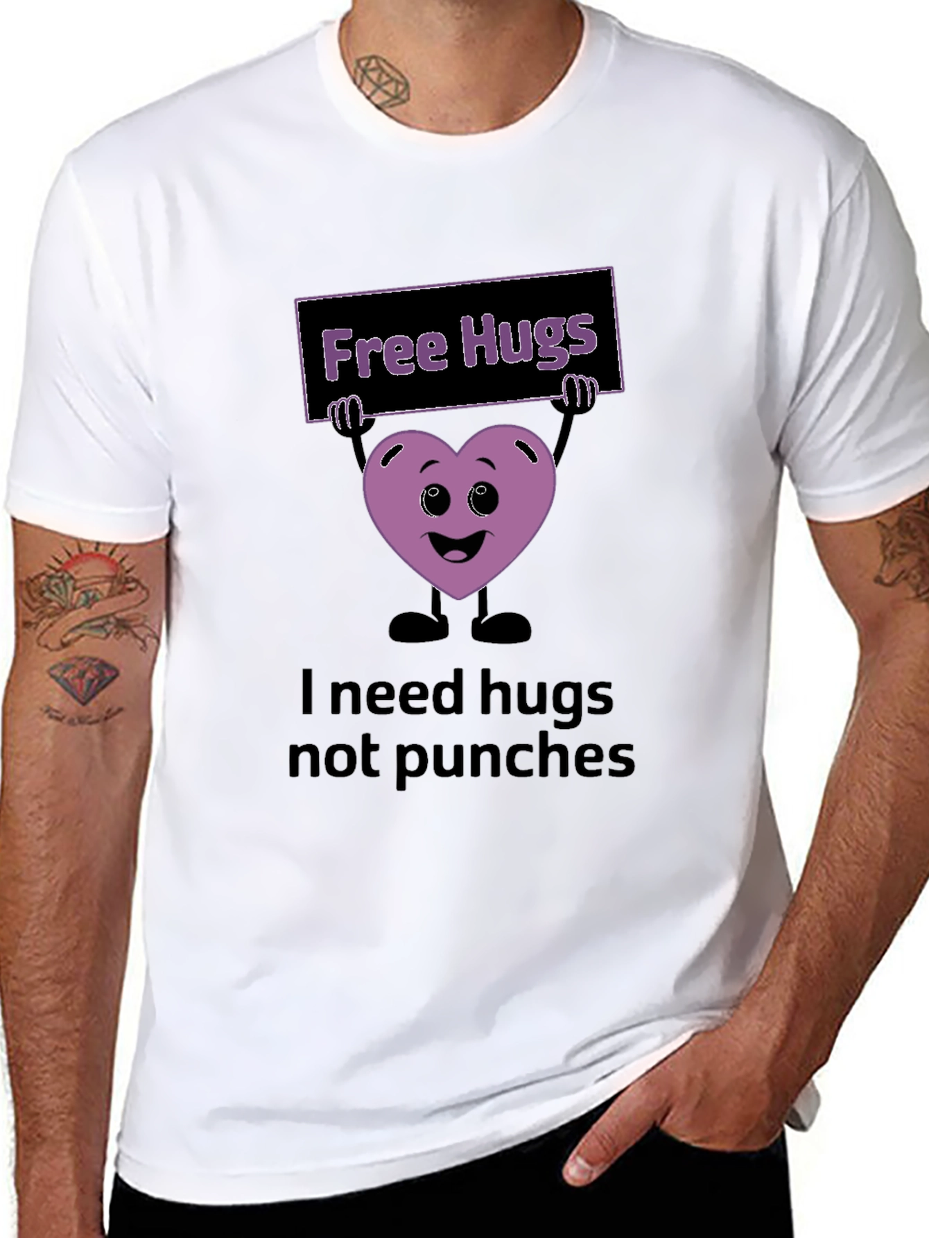 Black Free Hugs Graphic T-Shirt view 8