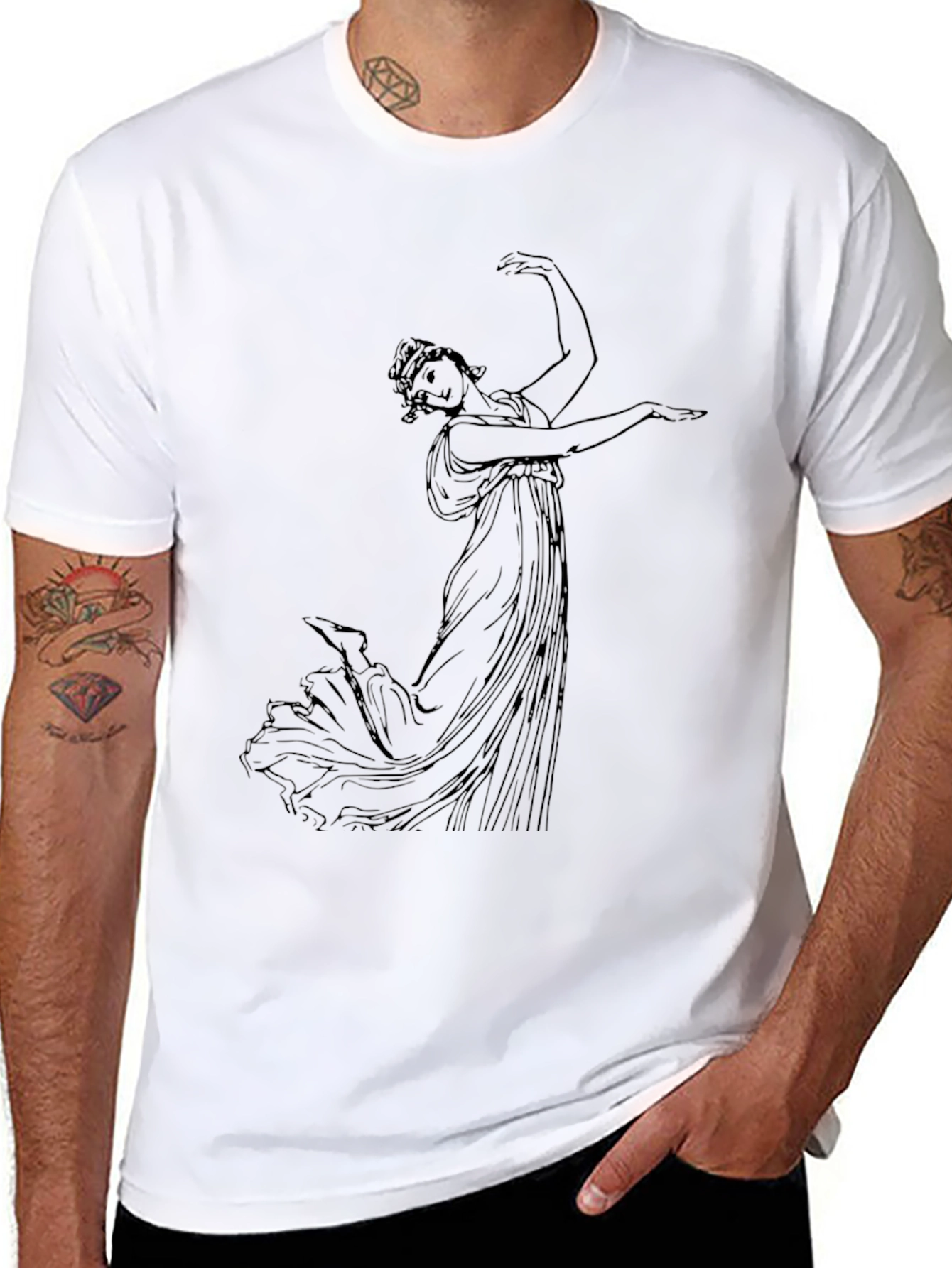 Classical Art Black T-Shirt - Artistic Graphic Tee - 8