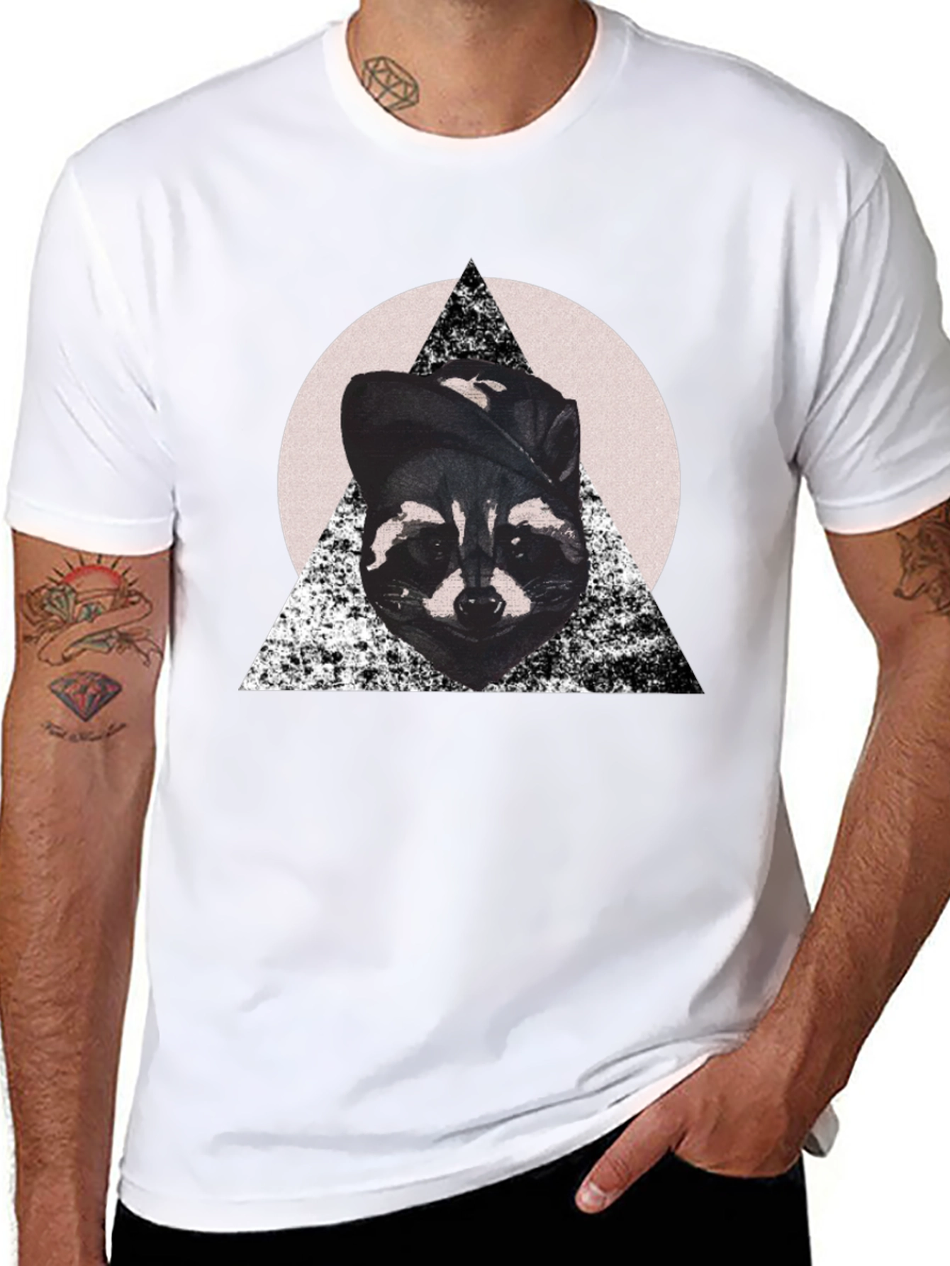 Black Cool Raccoon Graphic Tee view 8