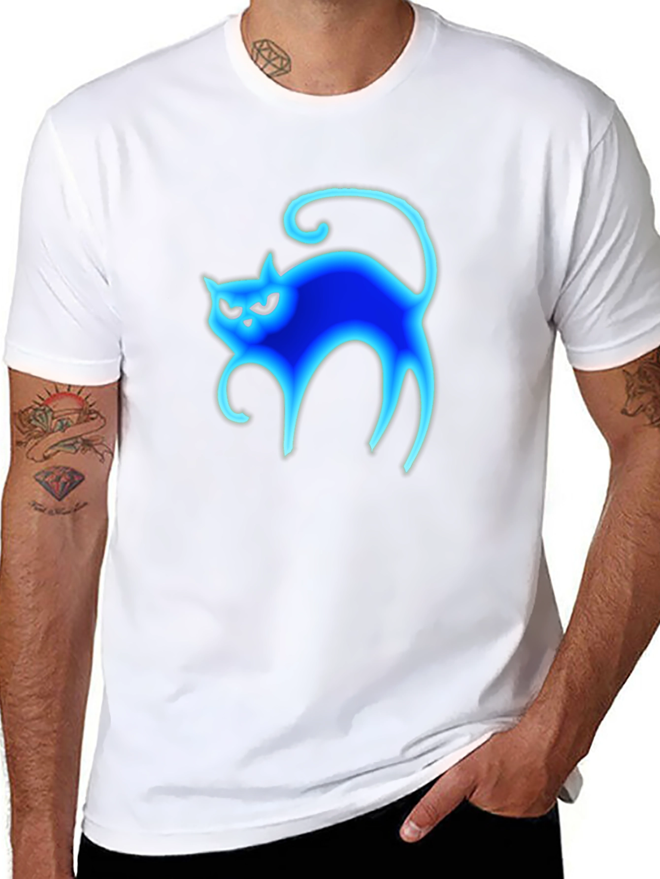 Black Cool Cat Graphic Tee view 8