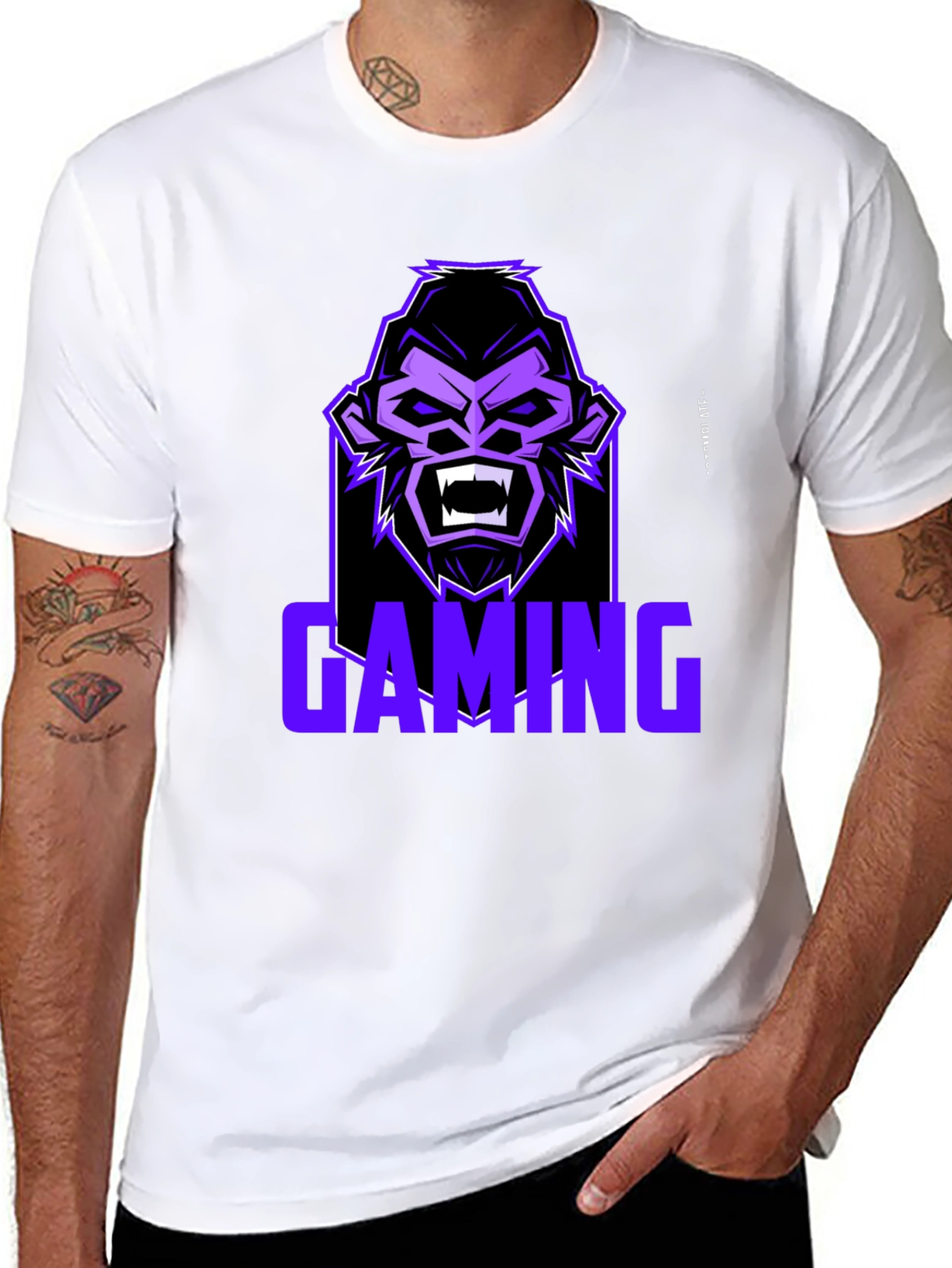 Black Gaming Gorilla Graphic Tee view 8