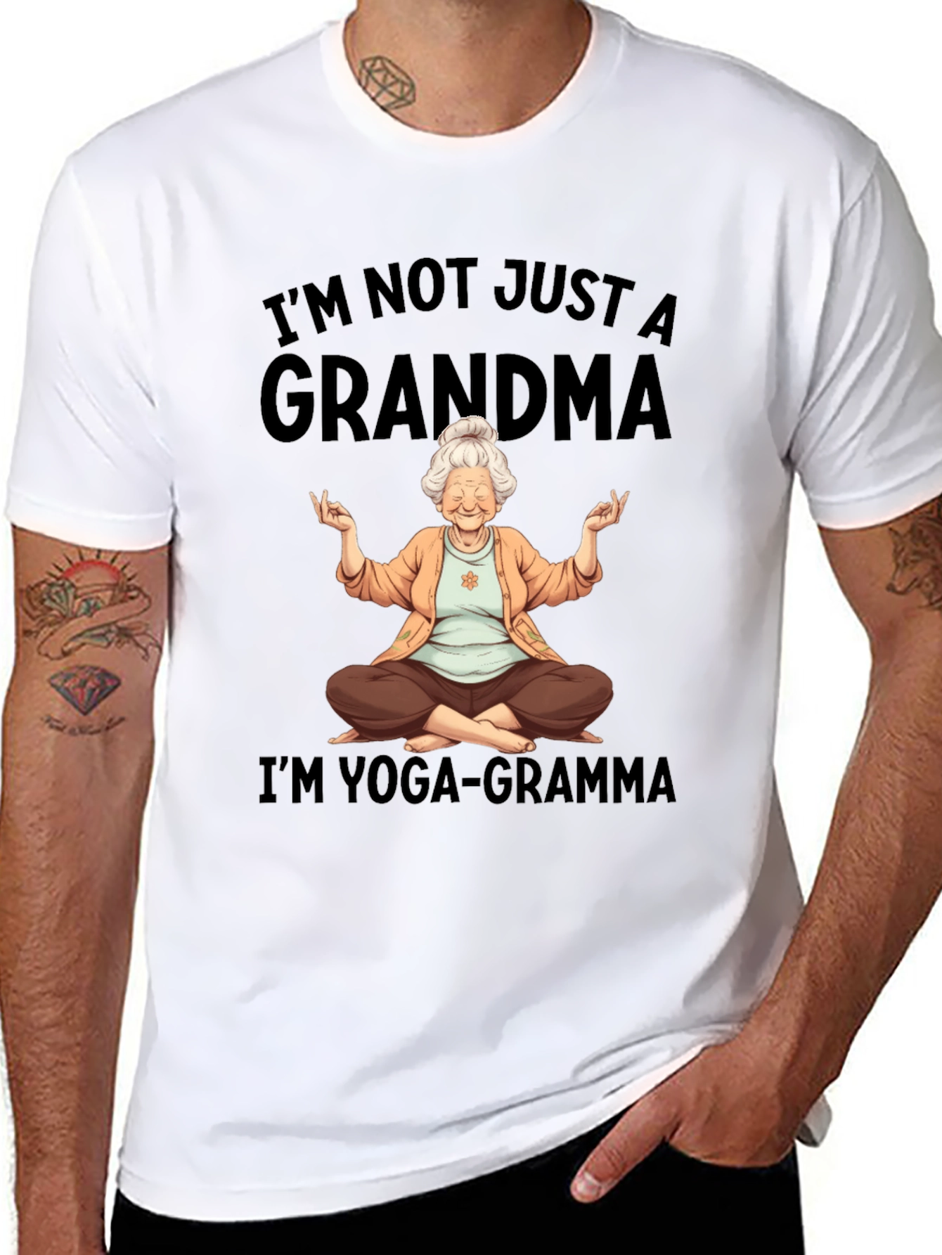 Black Yoga Grandma T-Shirt - I'm Not Just a Grandma view 8