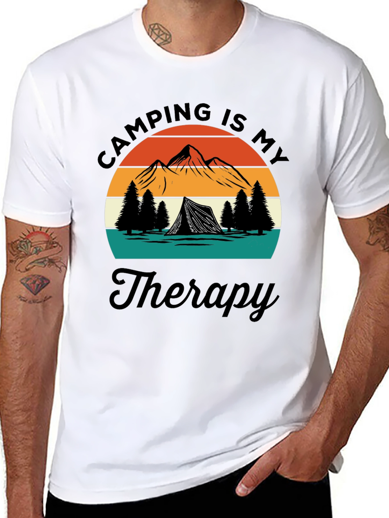 Black Camping Is My Therapy Graphic T-Shirt view 8