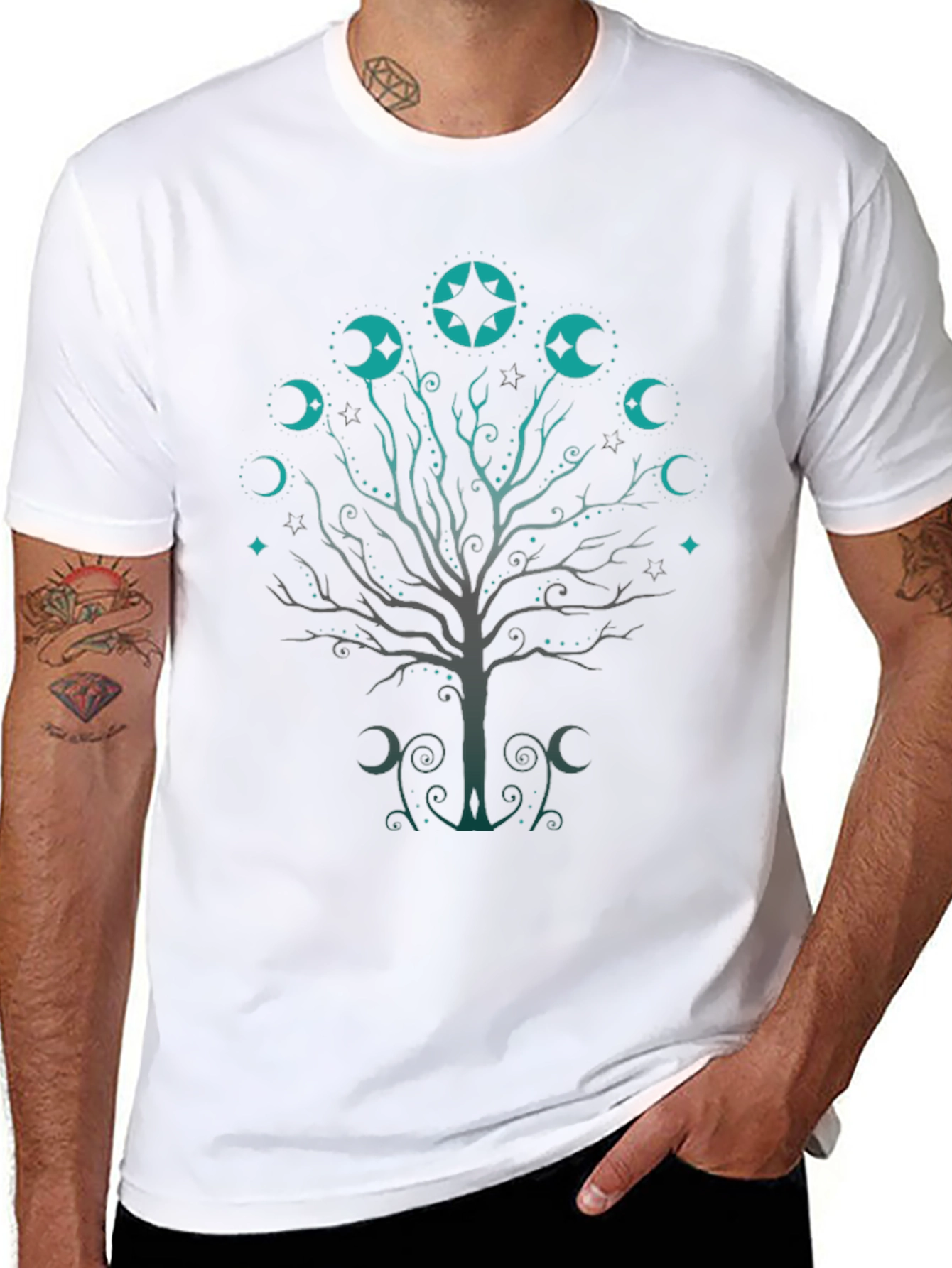 Black Mystic Moon Tree Black T-Shirt view 8