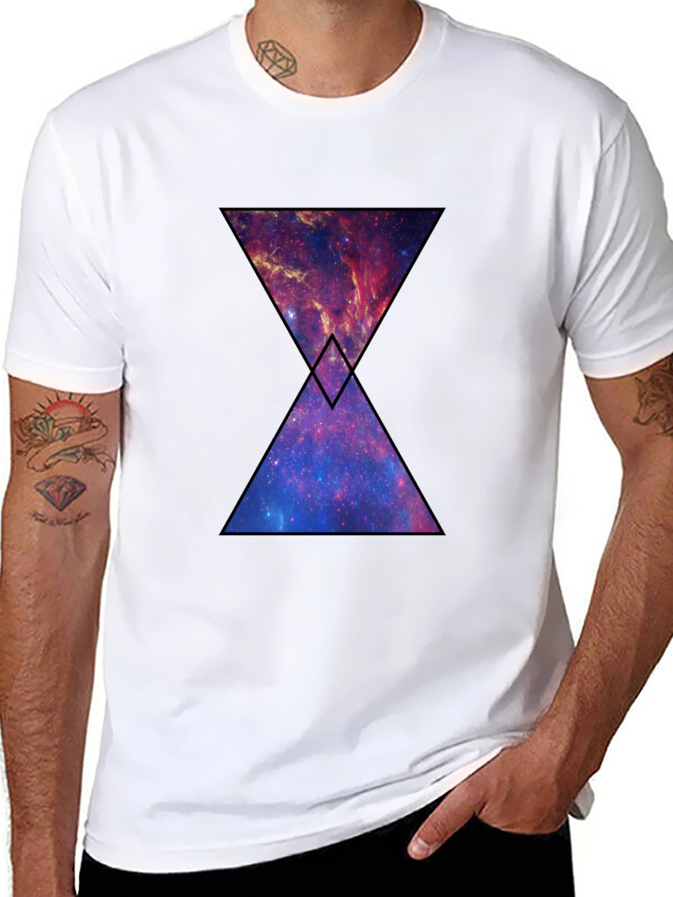 Black Galaxy Hourglass Graphic T-Shirt - Black view 8