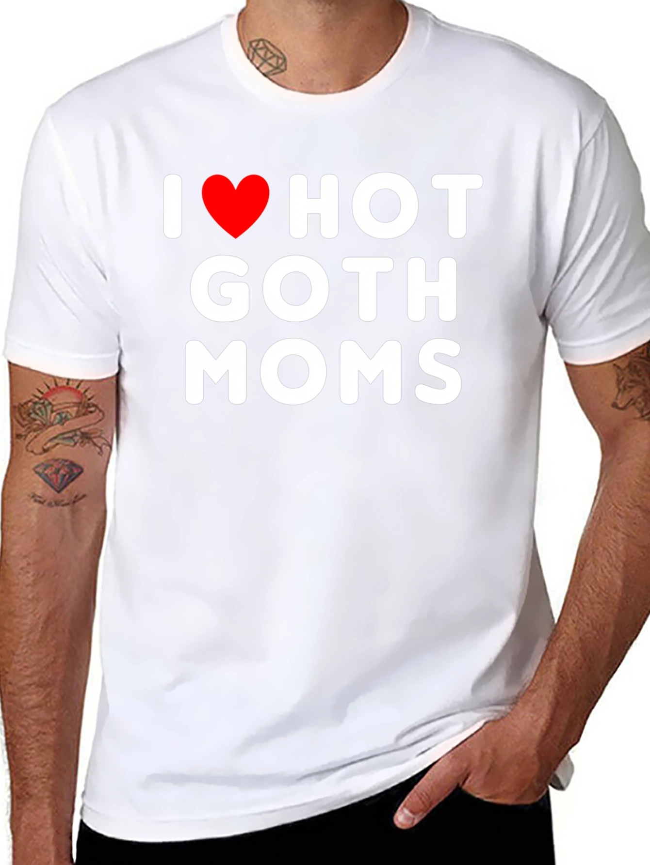 Black I Heart Hot Goth Moms T-Shirt - Black Cotton Tee view 8