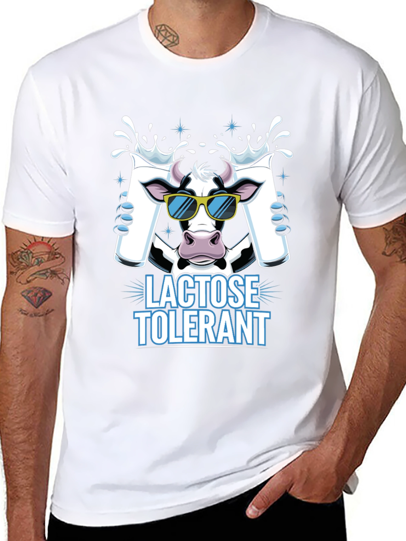 Black Lactose Tolerant Cow T-Shirt, Milk Lover Tee view 8