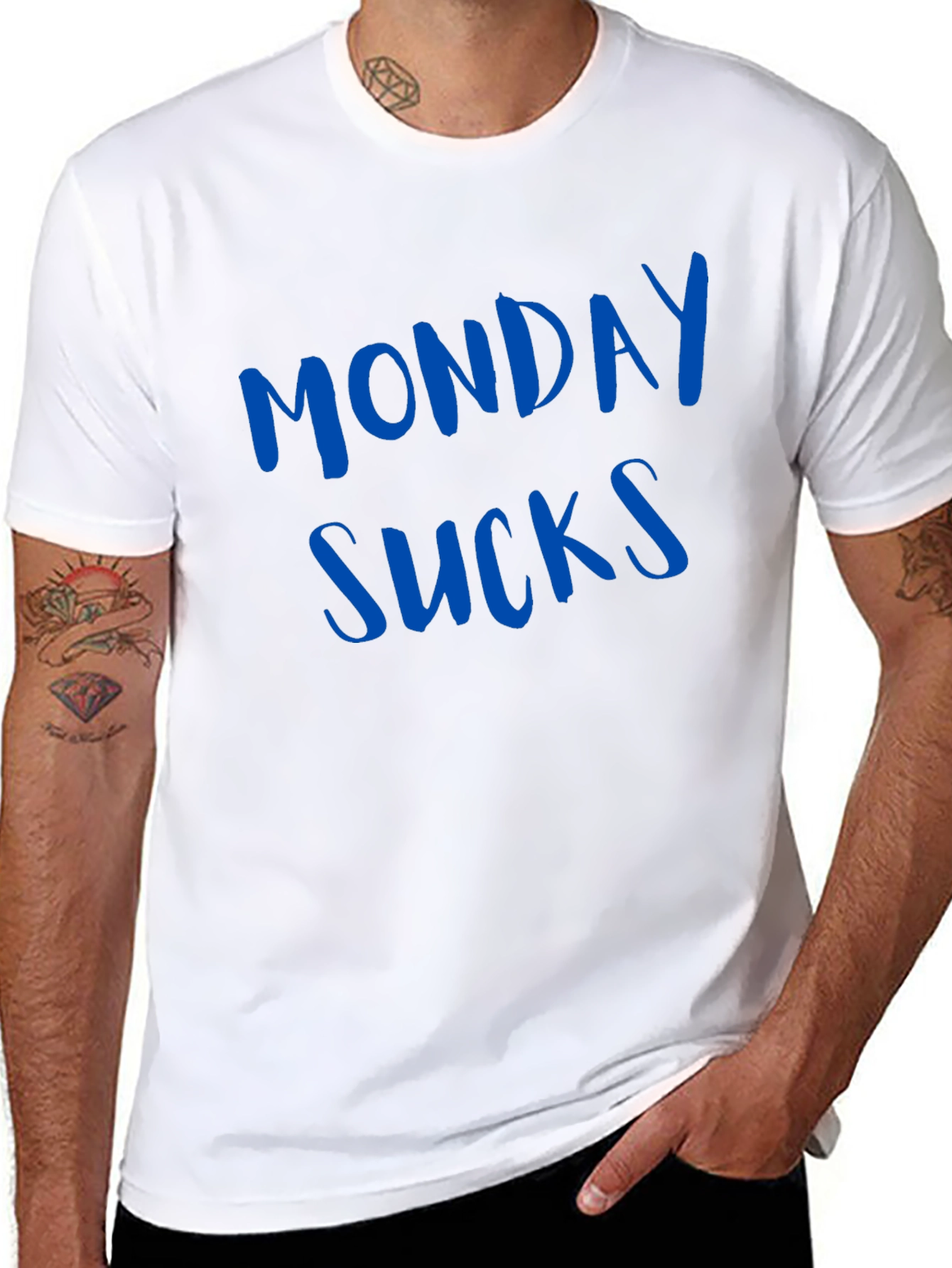 Black Monday Sucks Men's Black T-Shirt - Casual Wear view 8