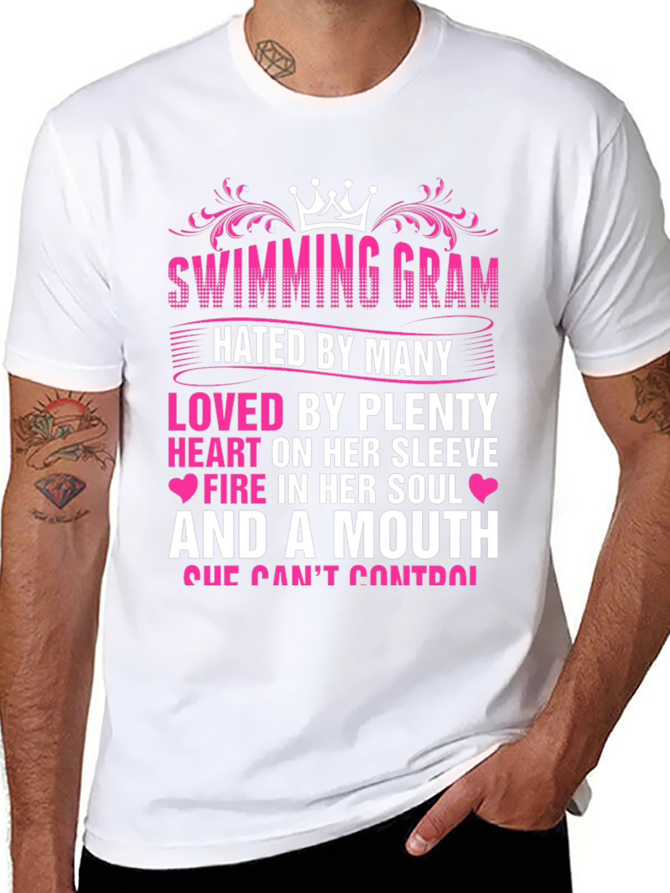 Black Swimming Gram T-Shirt - Hated By Many, Loved By Plenty view 8