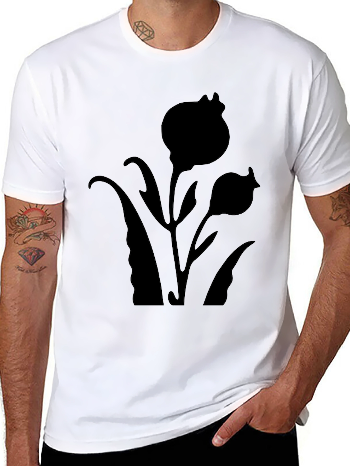 Black Black Floral Silhouette T-Shirt view 8