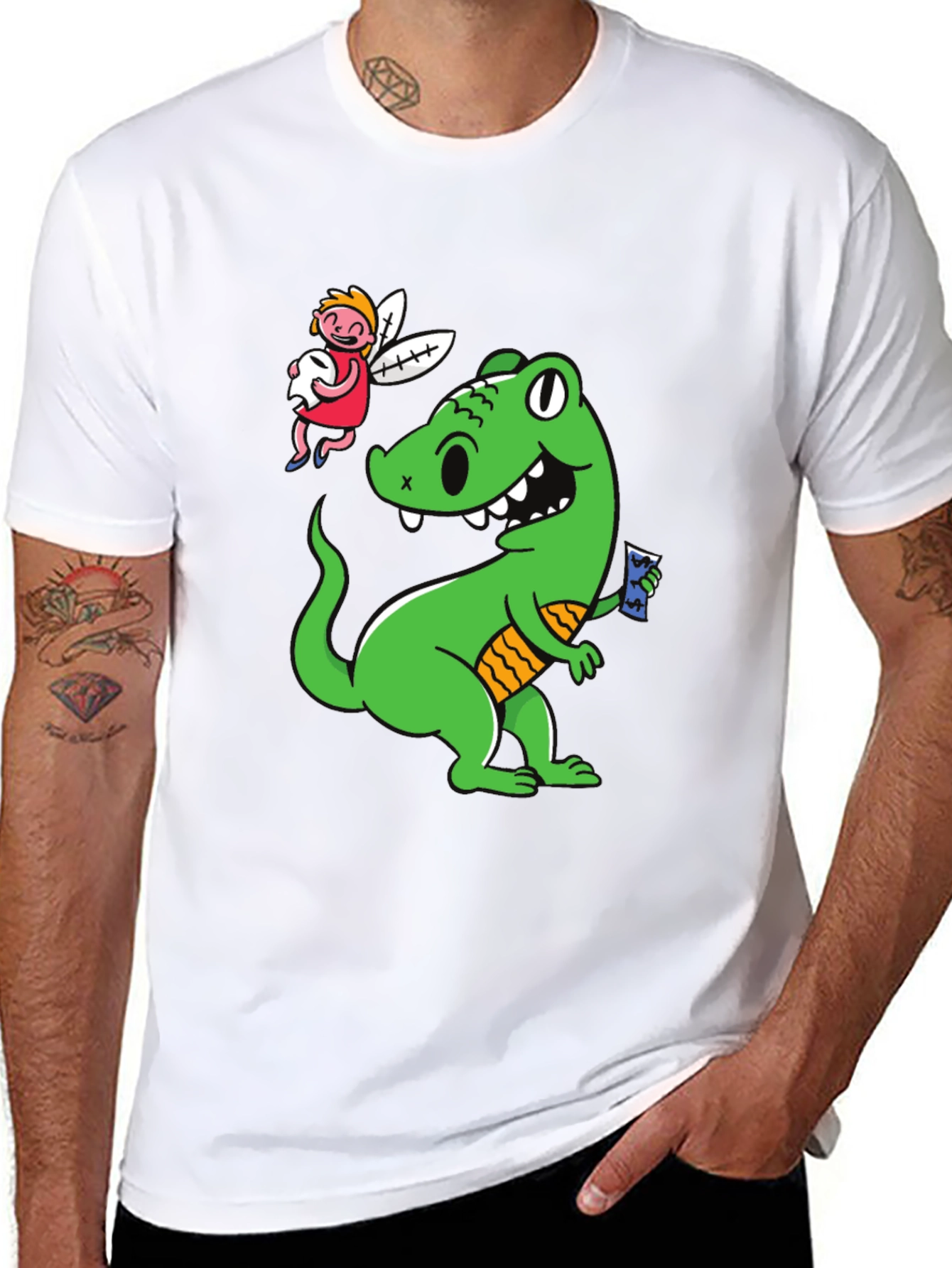 Black Dino & Tooth Fairy Graphic Tee view 8