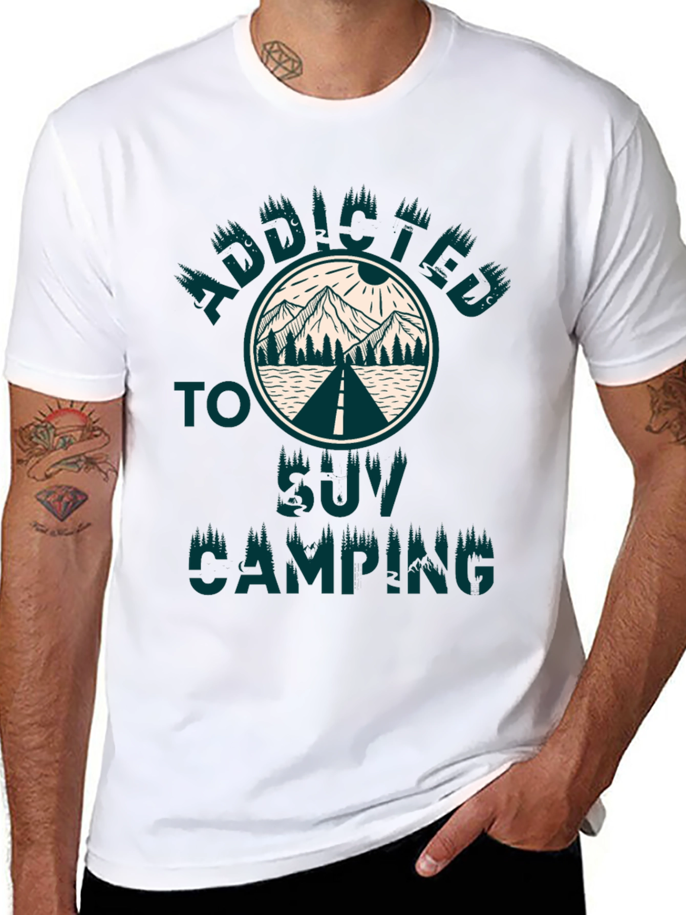 Black Addicted to SUV Camping T-Shirt view 8