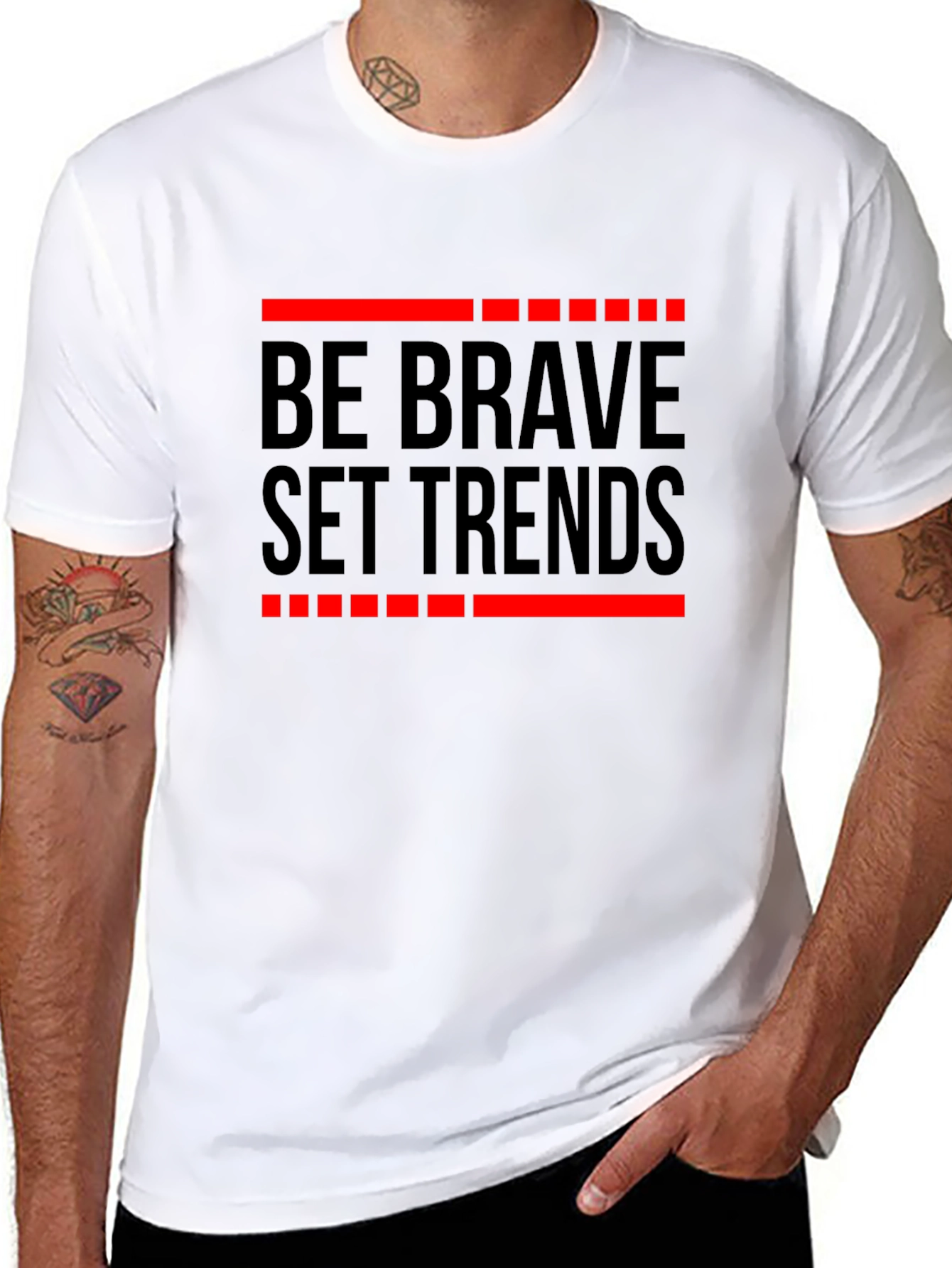 Black Be Brave Set Trends Graphic Tee - Black view 8