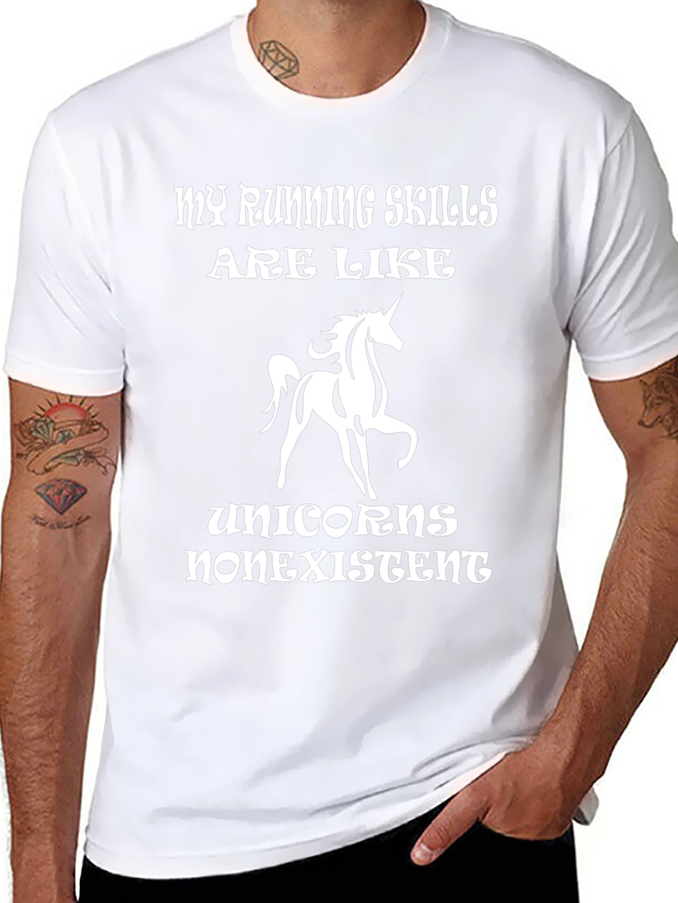 Black Funny Unicorn Running Skills Graphic Tee view 8