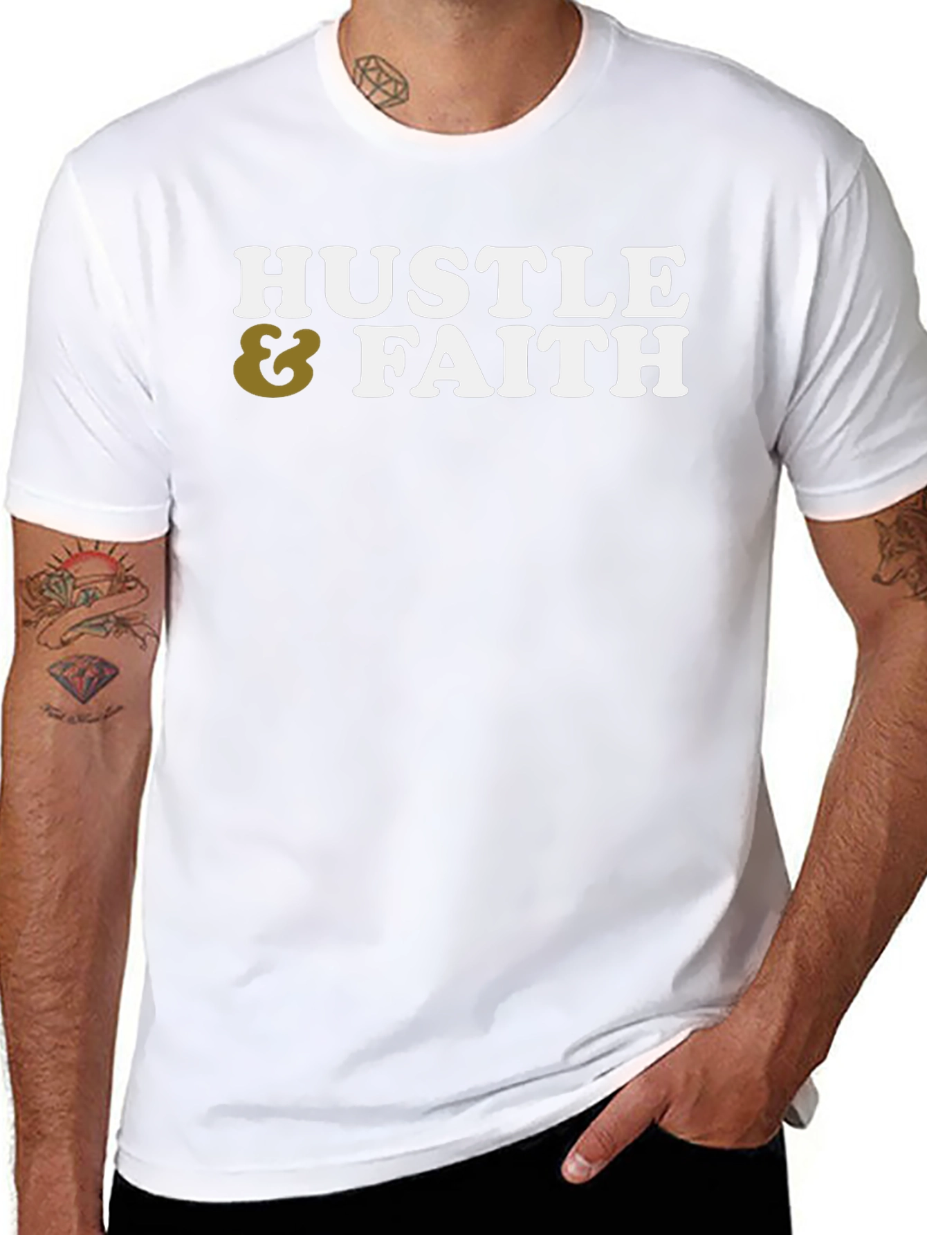 Black Hustle & Faith Graphic Tee - Casual Cotton T-Shirt view 8